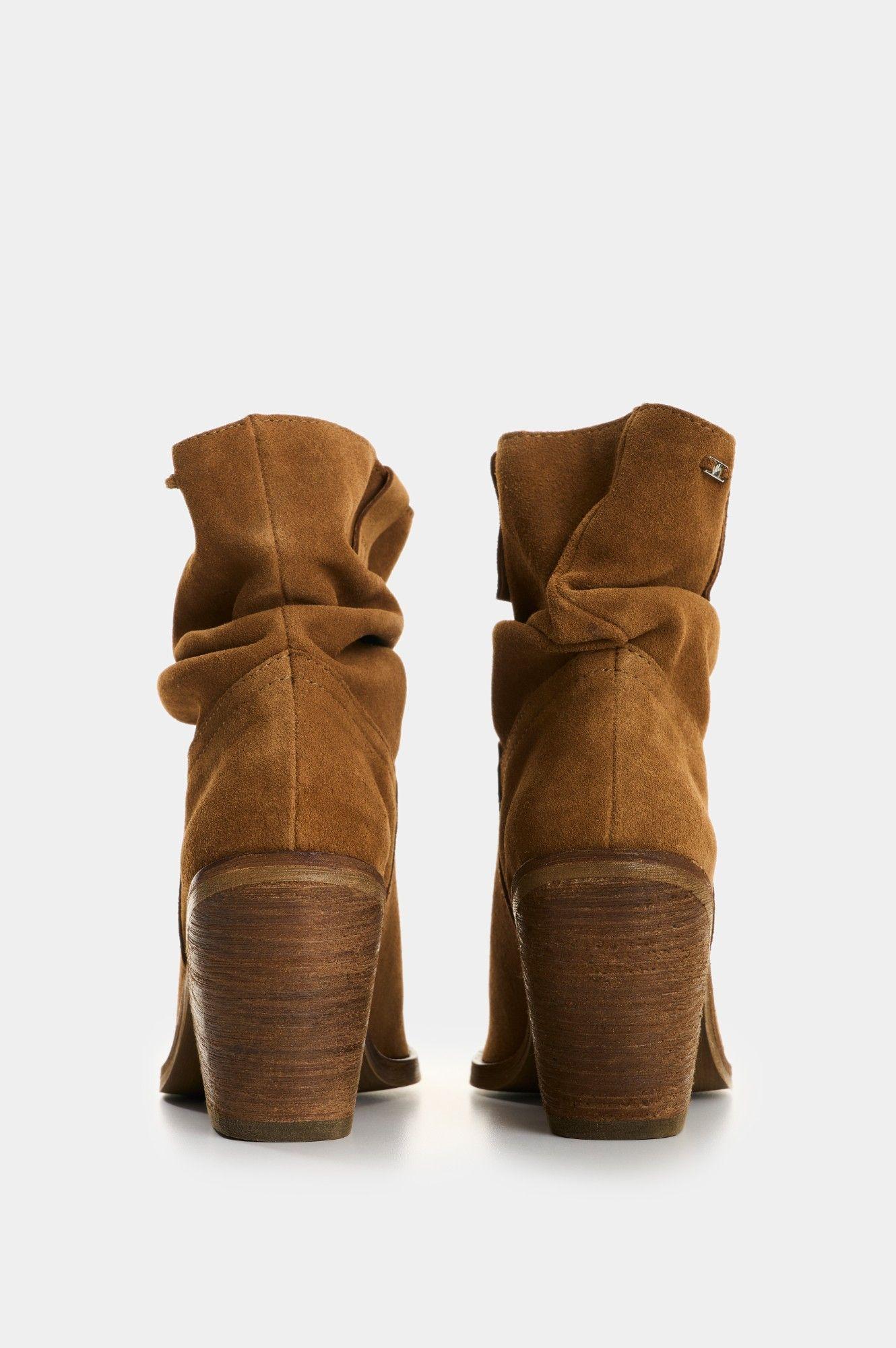 Vélez Botines Cuero Gamuzado Mujer Faro Miel-2