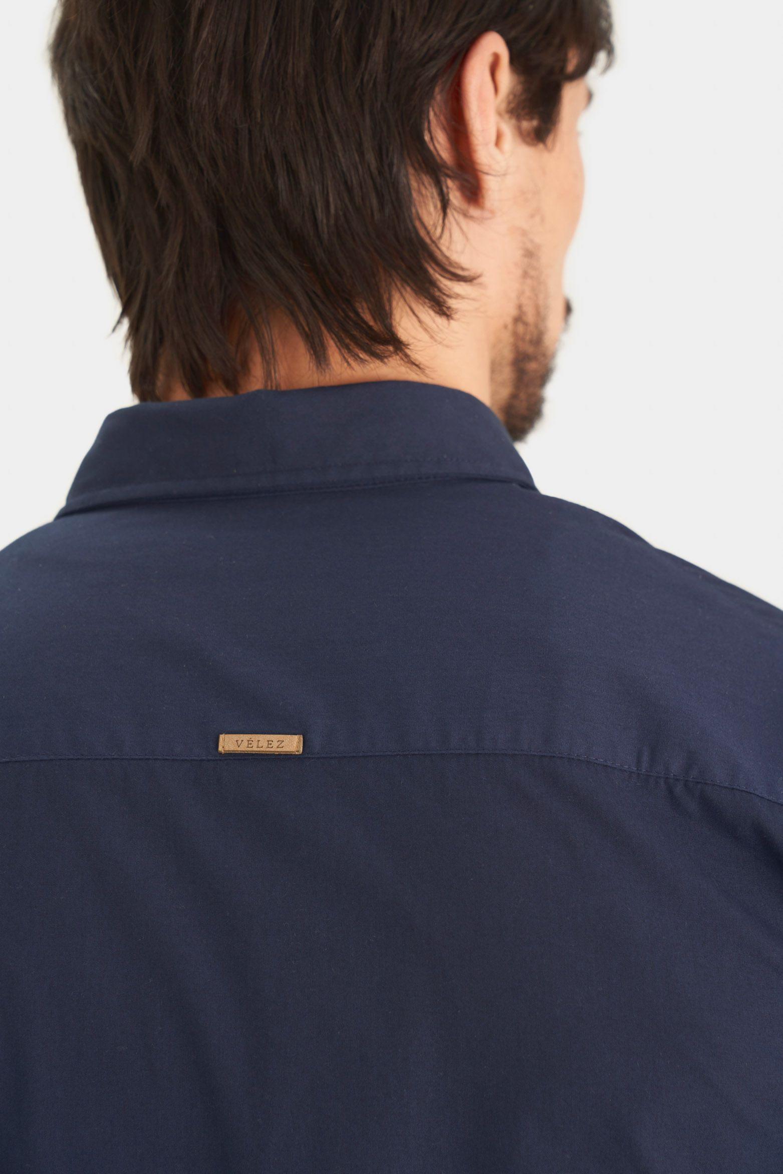 Vélez Camisa En Popelina Para Hombre Semifitted Azul Oscuro-3