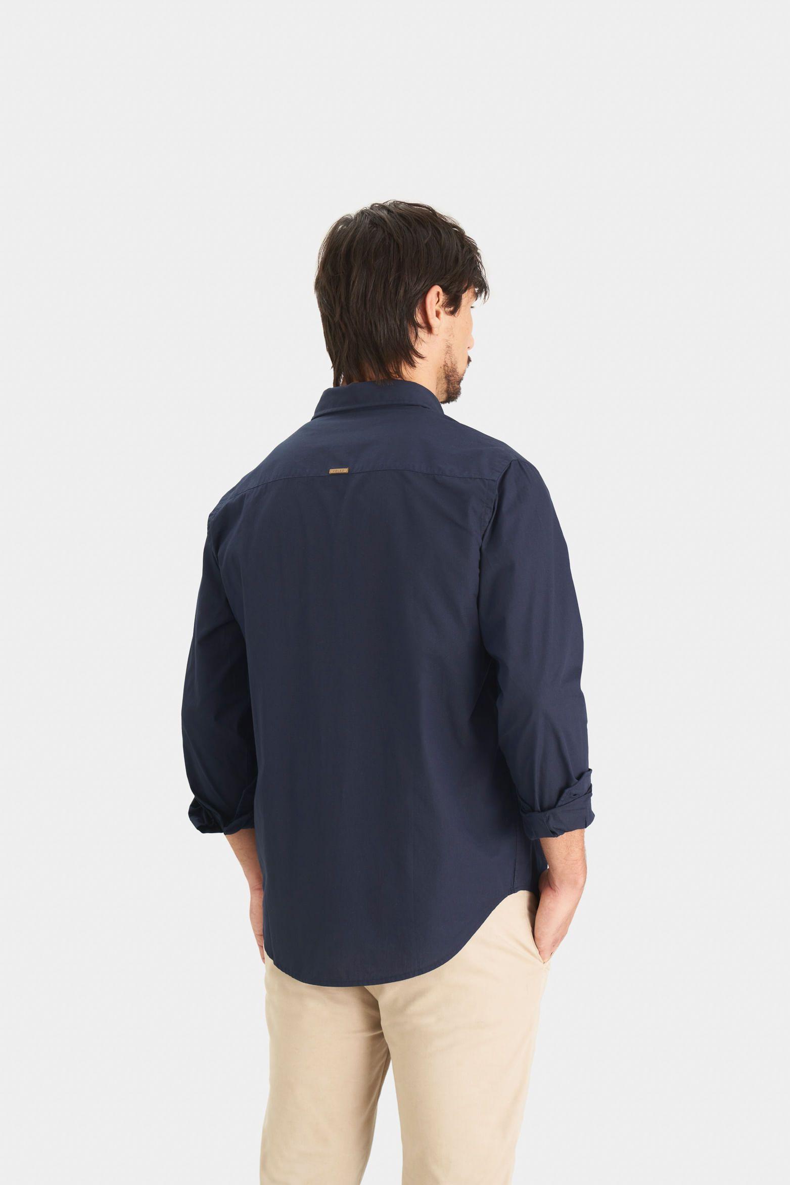 Vélez Camisa En Popelina Para Hombre Semifitted Azul Oscuro-4