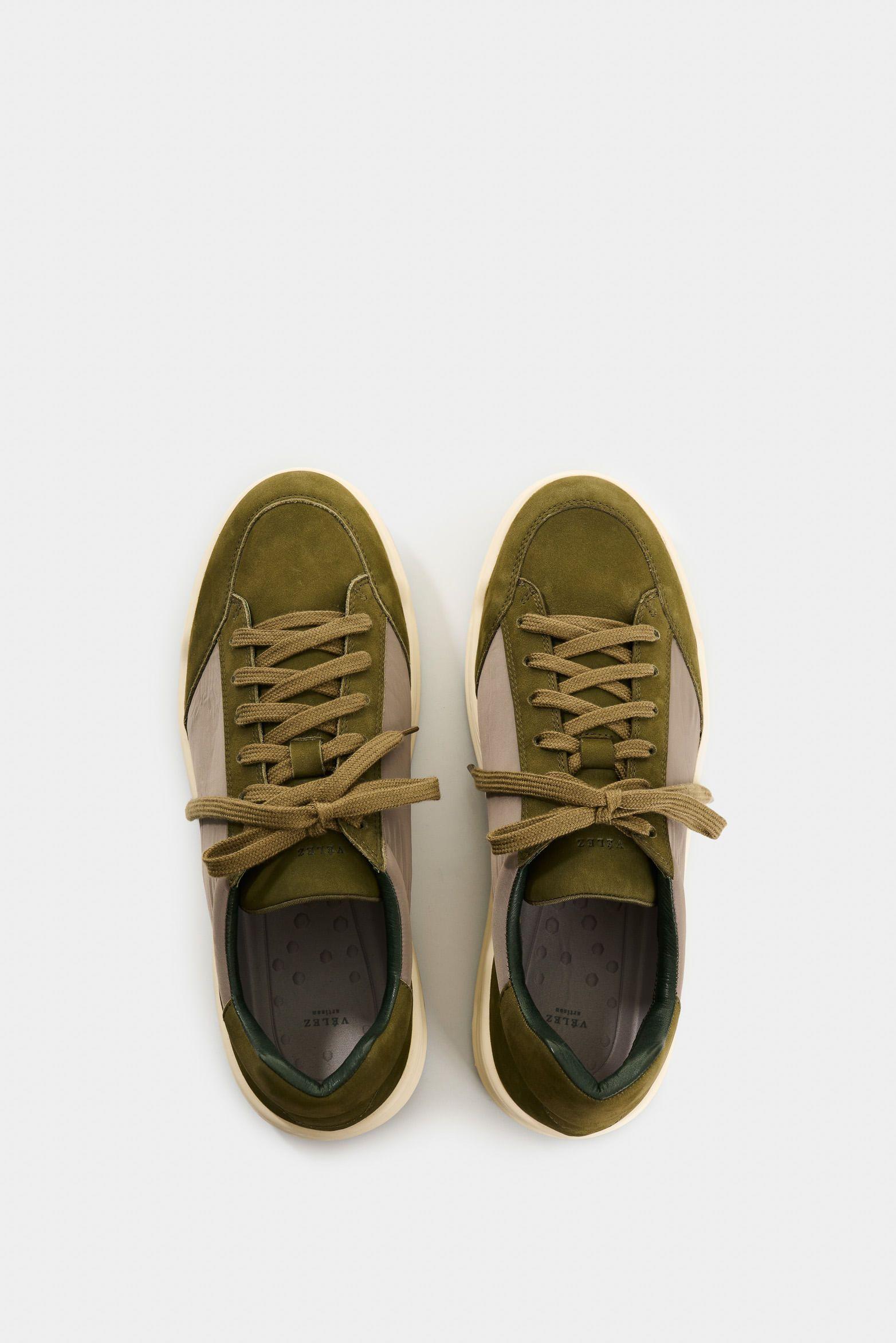 Vélez Tenis De Cuero Y Textil  Hombre Gael Verde Oliva-3