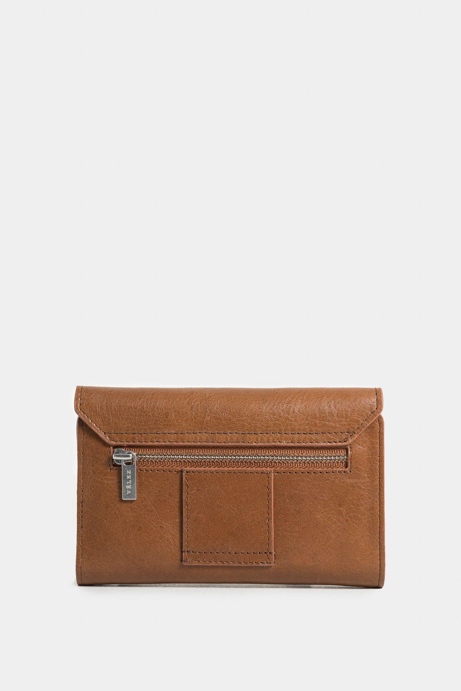 Billetera bravo de cuero para mujer corte heagonal Miel-2