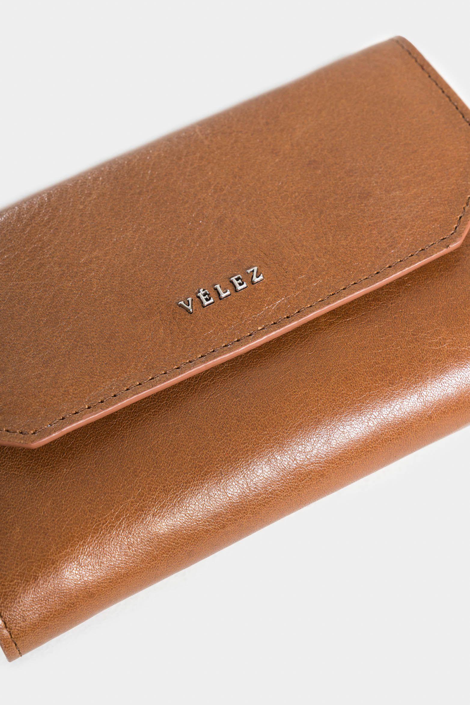 Billetera bravo de cuero para mujer corte heagonal Miel-3