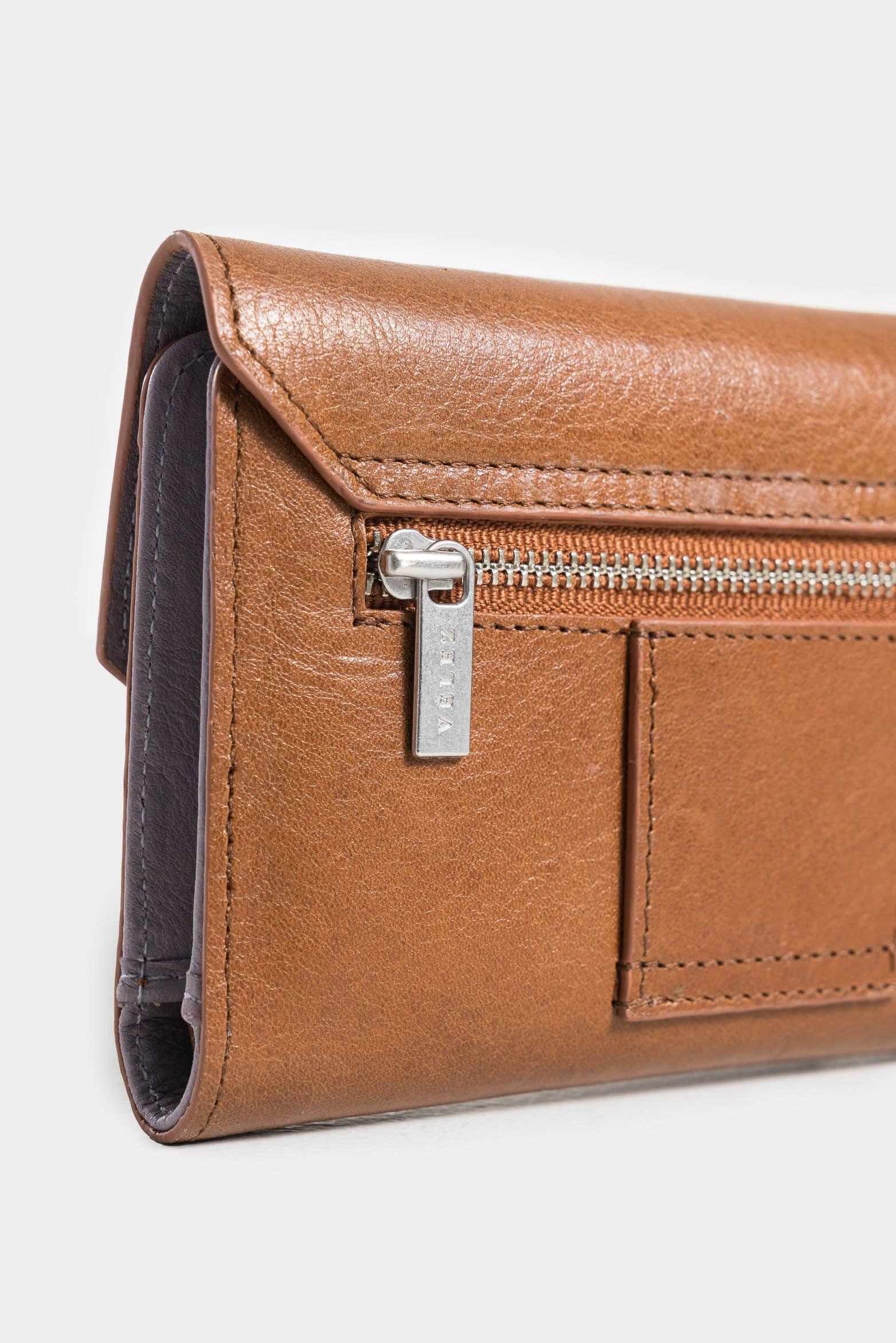 Billetera bravo de cuero para mujer corte heagonal Miel-4