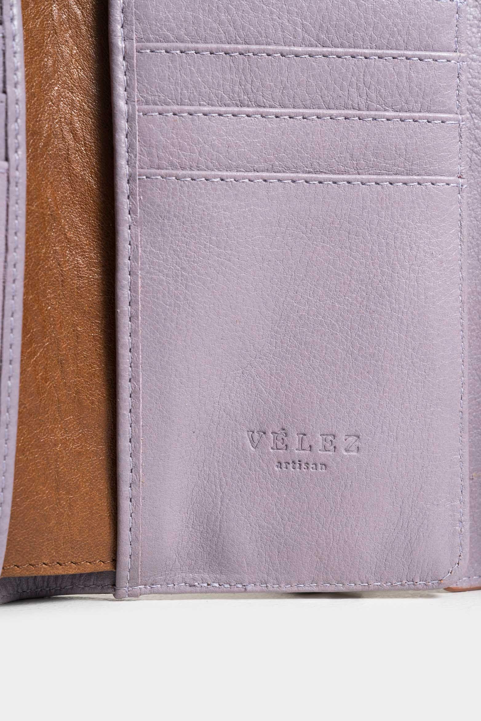 Billetera bravo de cuero para mujer corte heagonal Miel-5