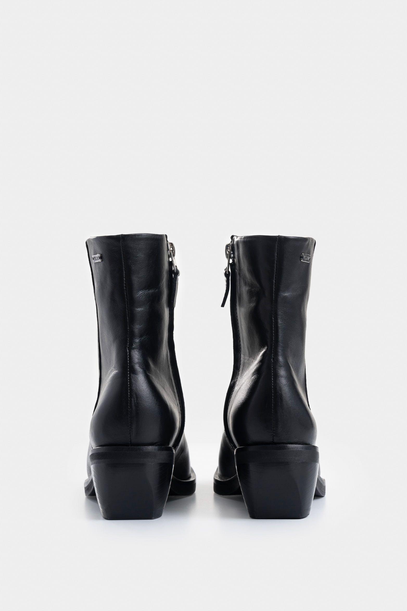 Vélez Botines Magenta Cuero Para Mujer Dima Cuadrada Negro-2