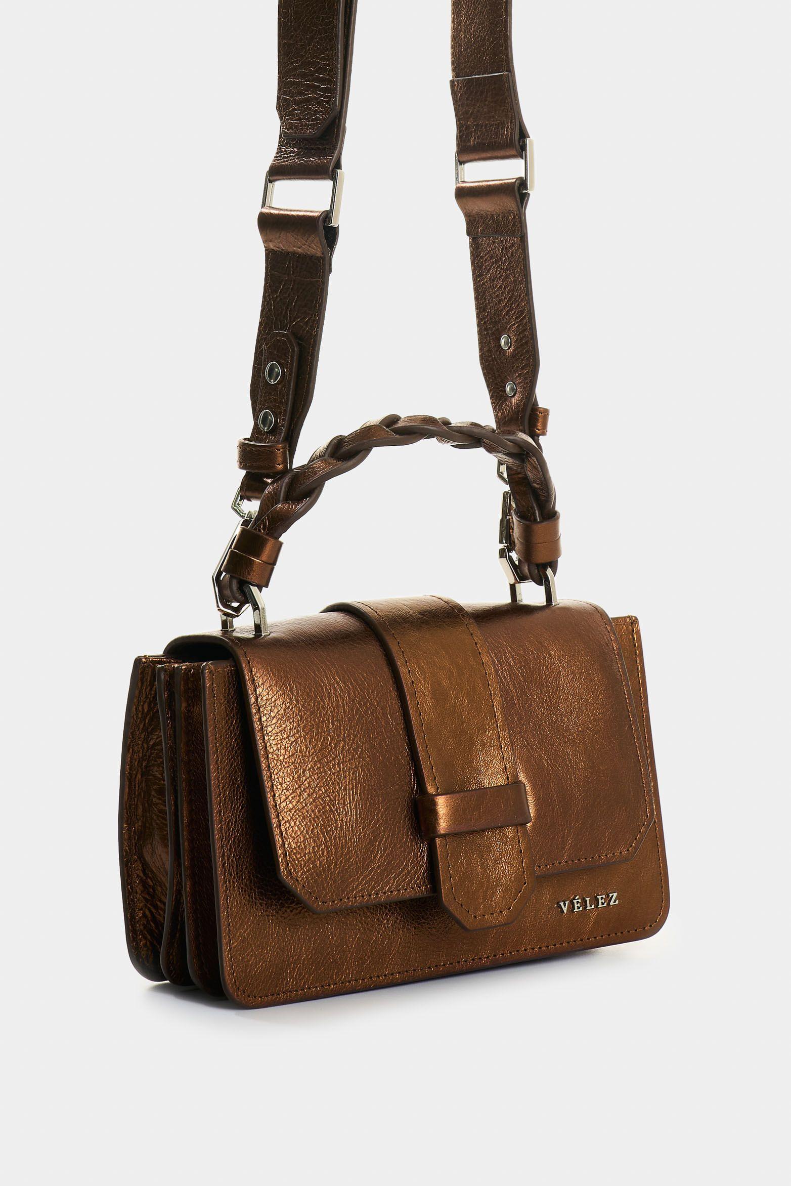 Vélez Cartera Bandolera Garniel Cuero Mujer Bronce-1