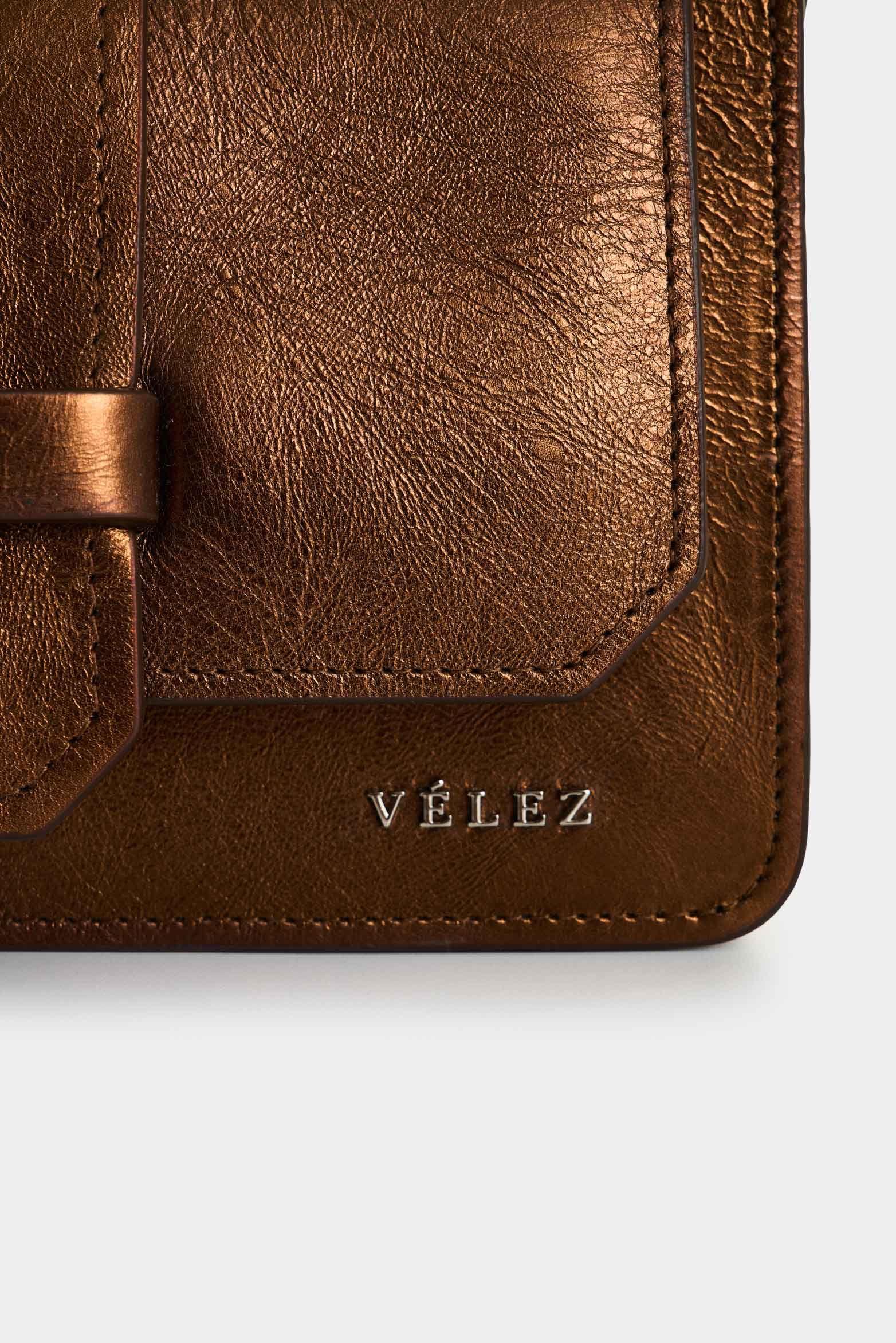 Vélez Cartera Bandolera Garniel Cuero Mujer Bronce-3