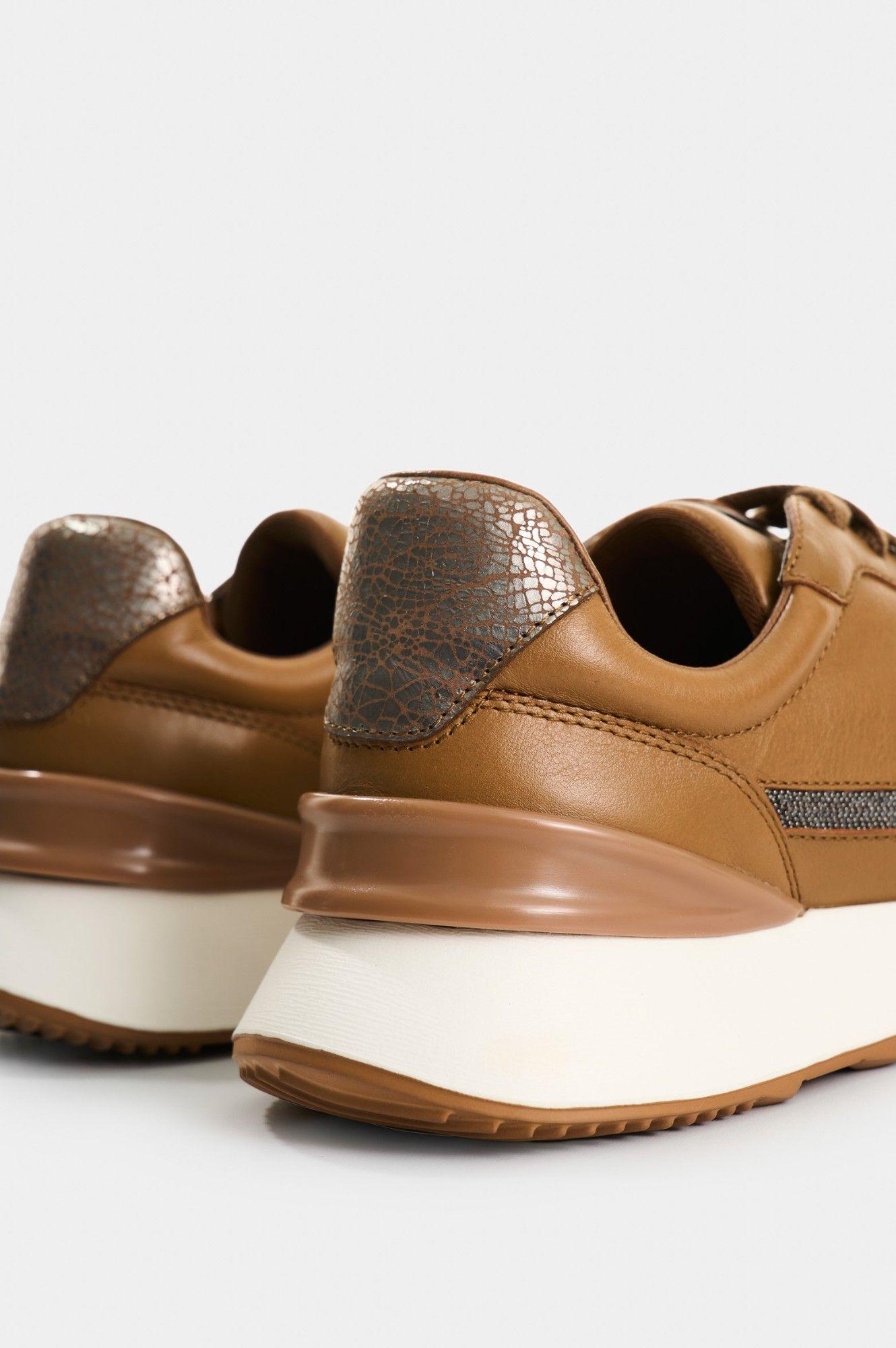 Vélez Zapatilla Tenis Cuero Detalle Millaré Mujer Pearl Miel-4