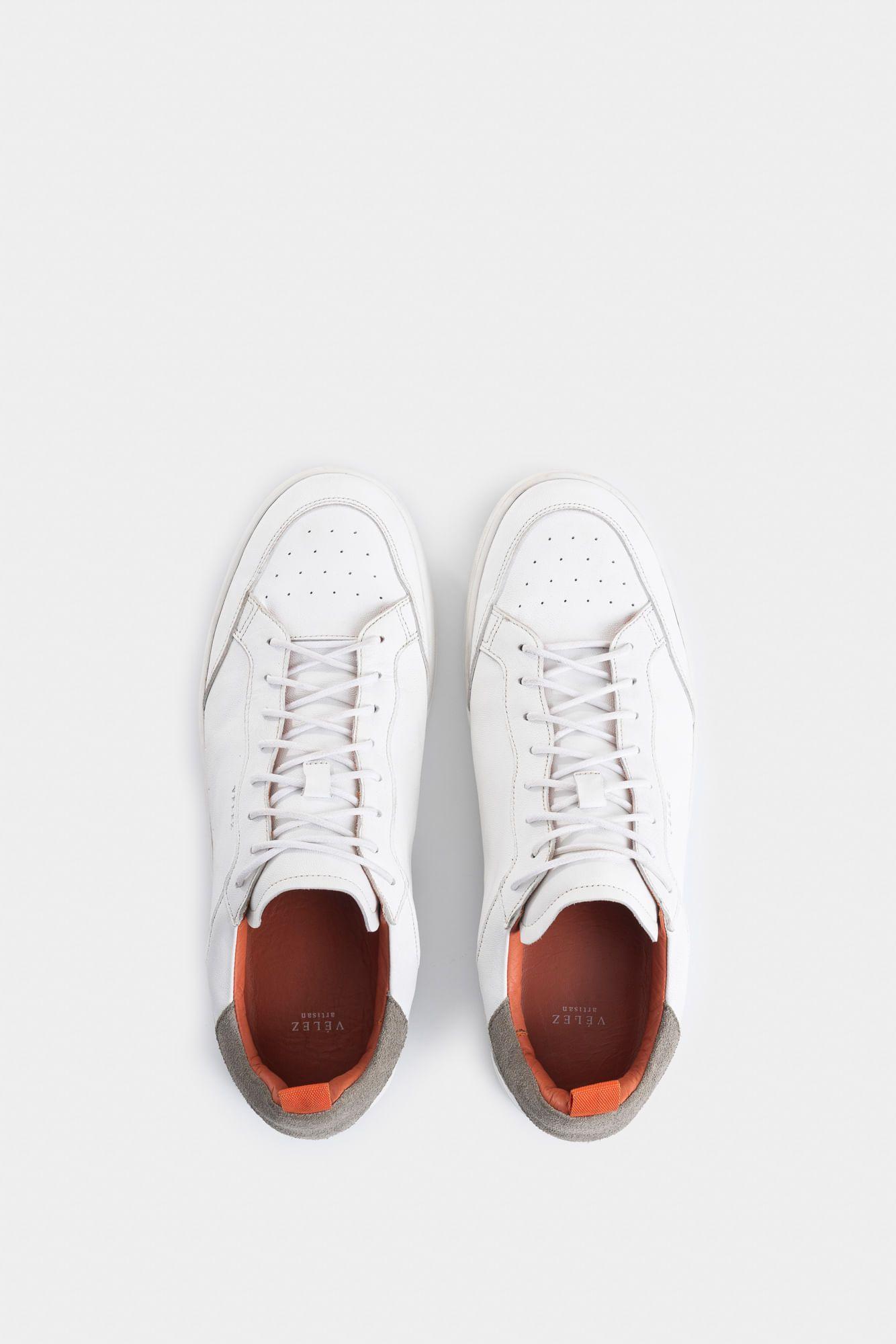Vélez Zapatillas Aqua Cuero Gamuzado Hombre Casual Blanco-3