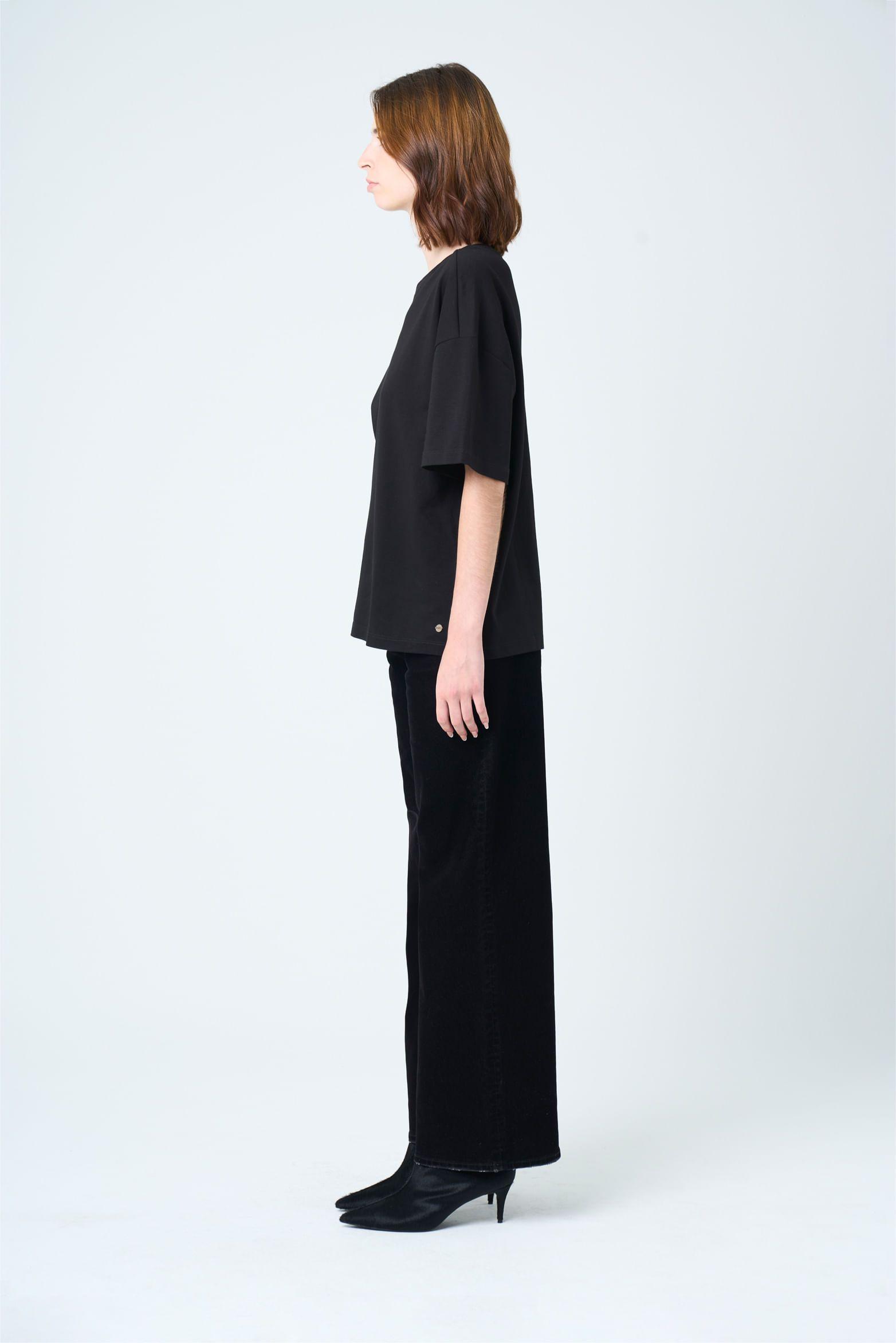 Vélez Polera Manga Corta Ocaso Para Mujer Cristales Negro-1
