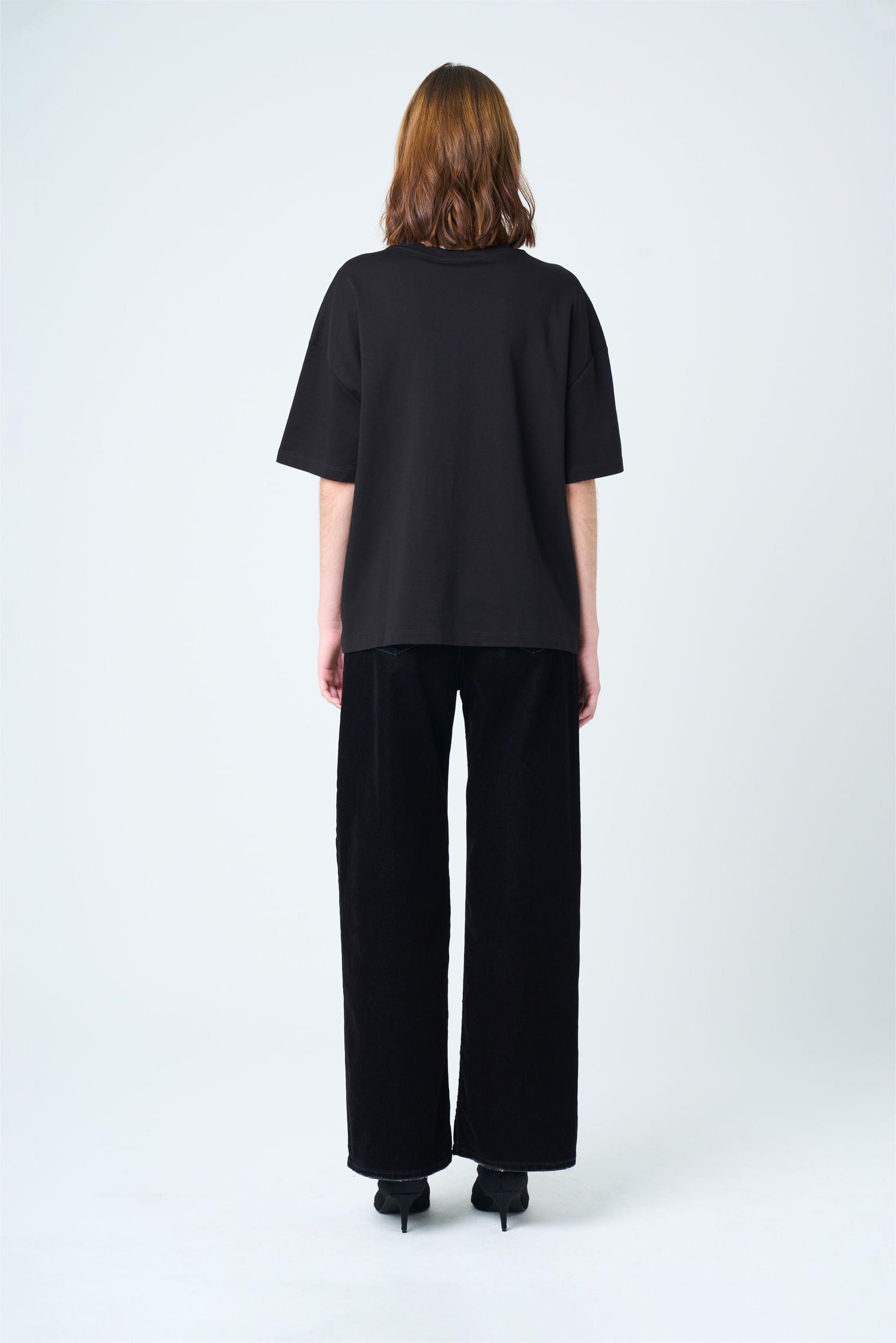 Vélez Polera Manga Corta Ocaso Para Mujer Cristales Negro-2