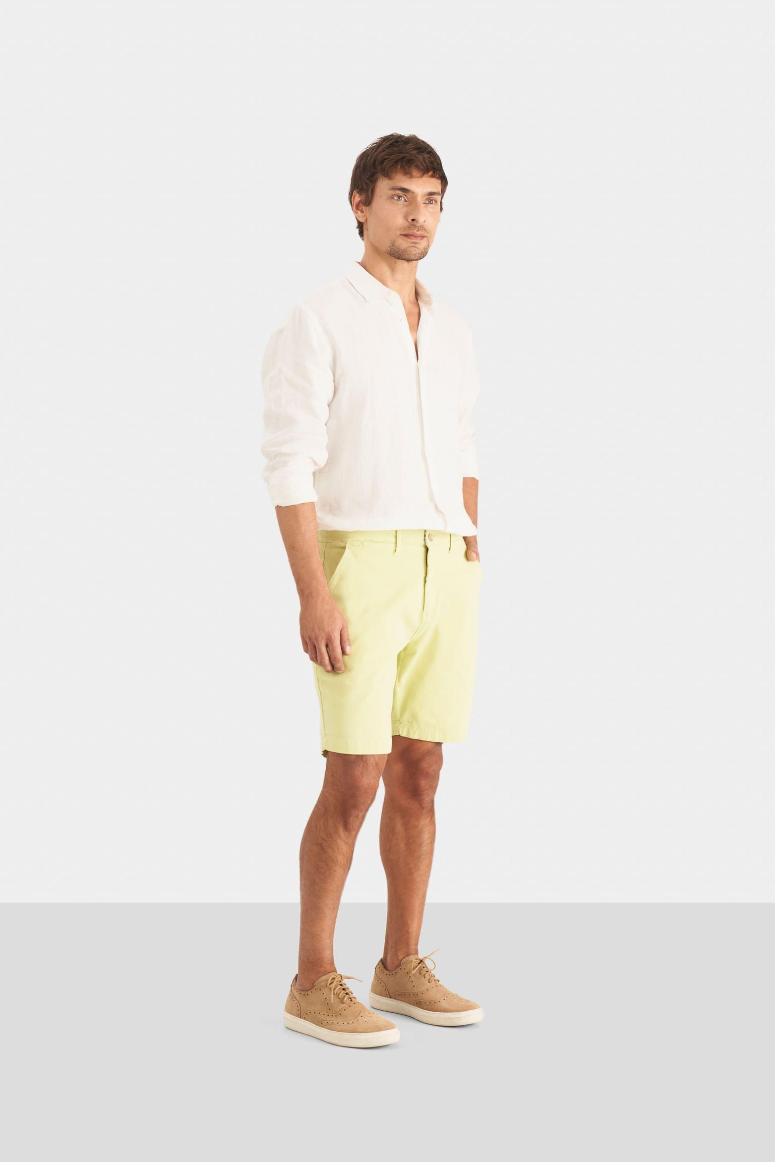 Vélez Bermuda Semifit Caruso Hombre Casual Verde Limon-2
