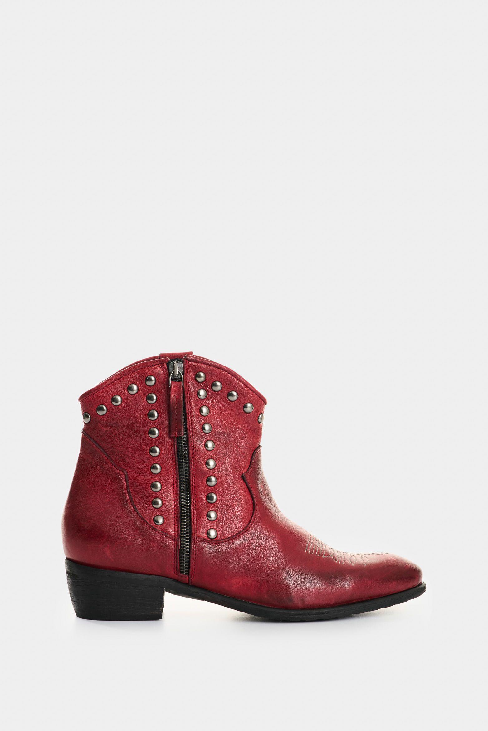 Vélez Botines De Cuero Envejecido Para Mujer Kira Vinotinto-0