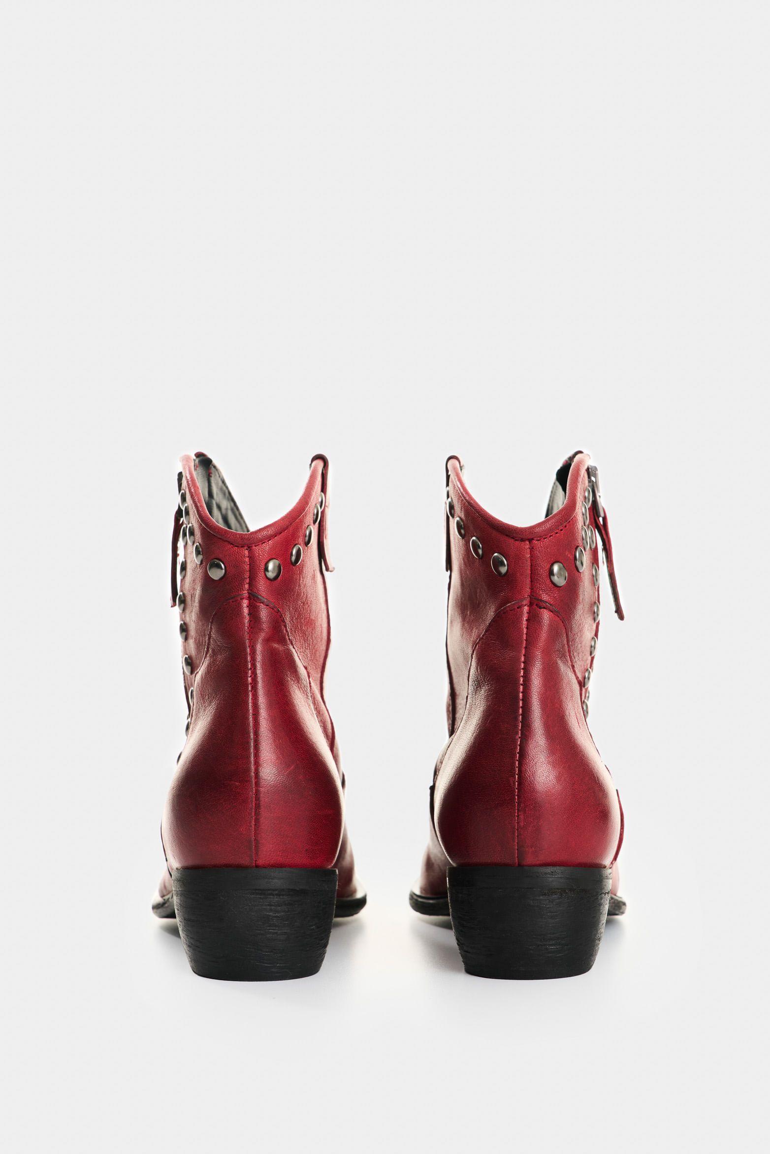 Vélez Botines De Cuero Envejecido Para Mujer Kira Vinotinto-2