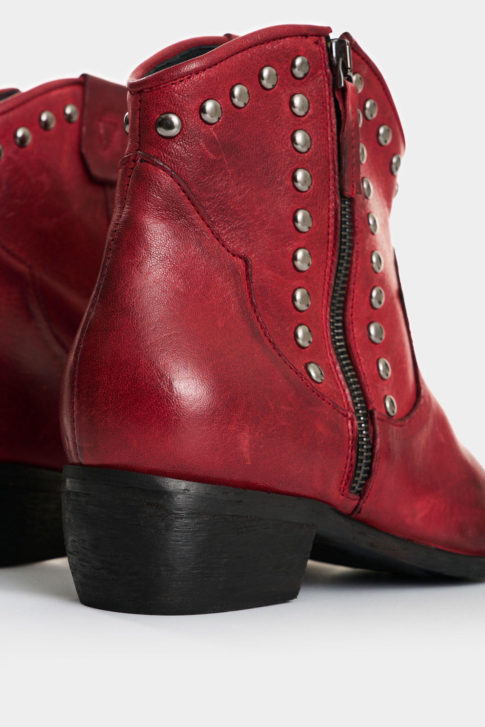 Vélez Botines De Cuero Envejecido Para Mujer Kira Vinotinto-4