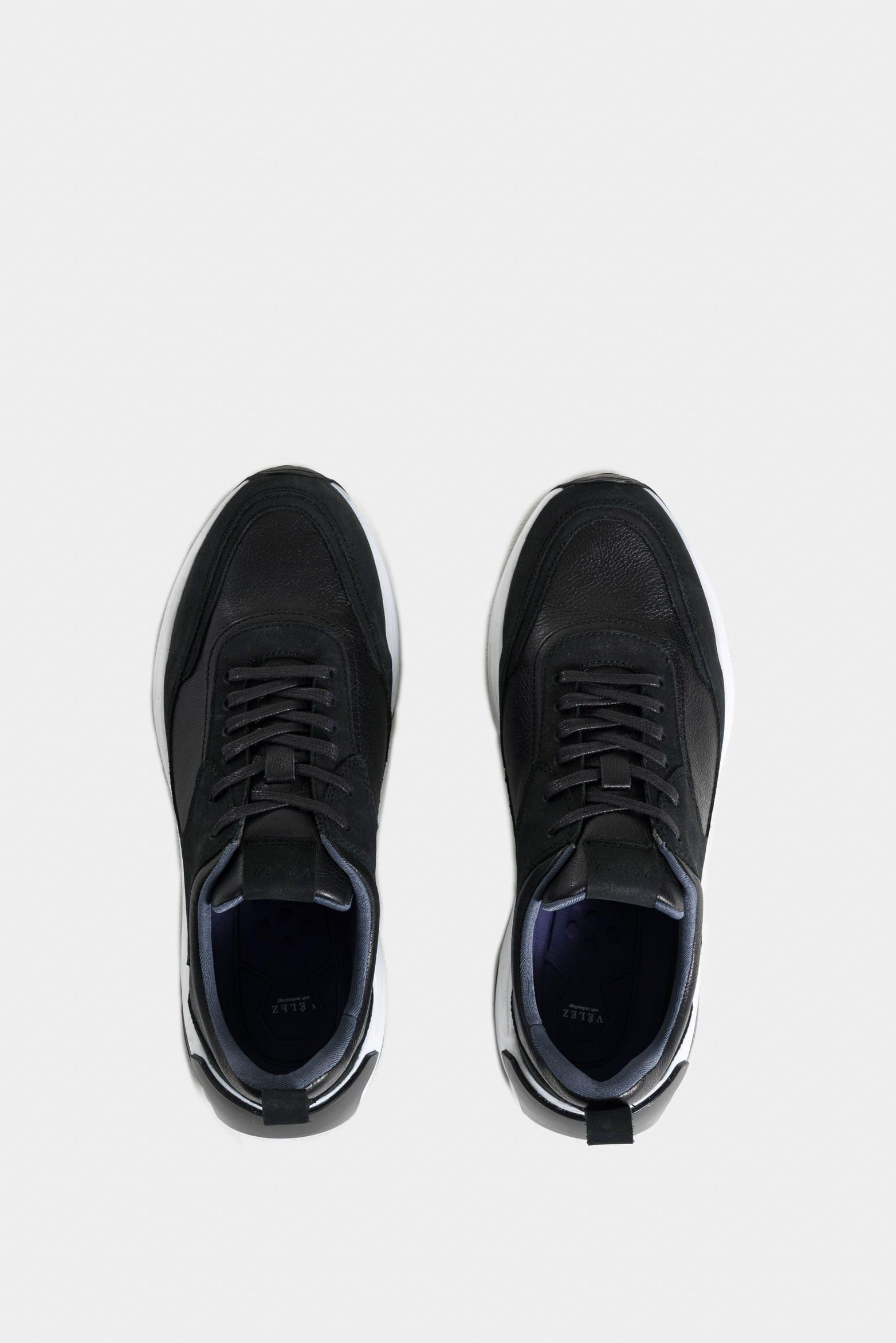 Vélez Zapatillas Volga De Cuero  Hombre Cortes Gamuza Negro-3