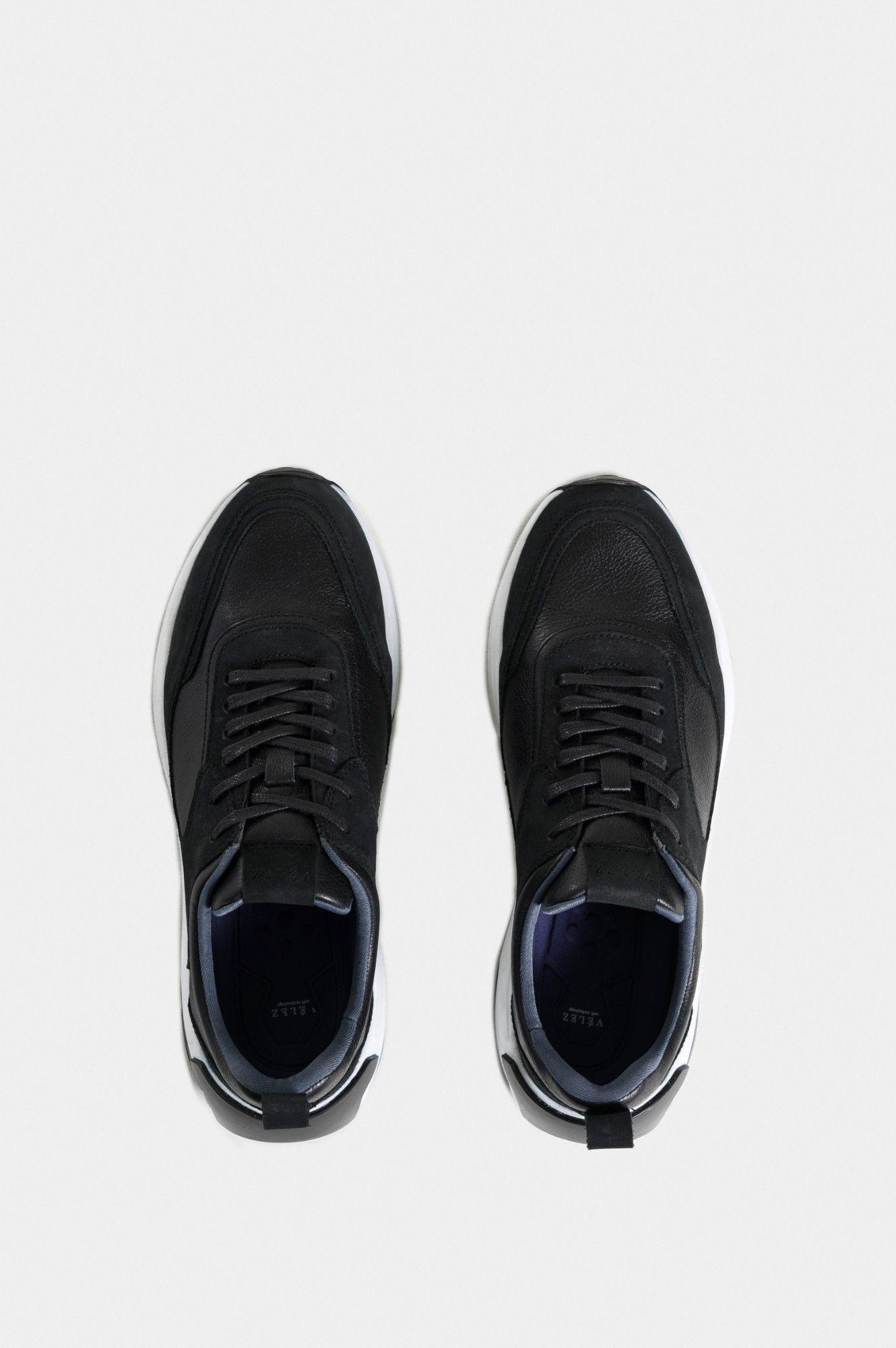 Vélez Zapatillas Volga De Cuero  Hombre Cortes Gamuza Negro-3