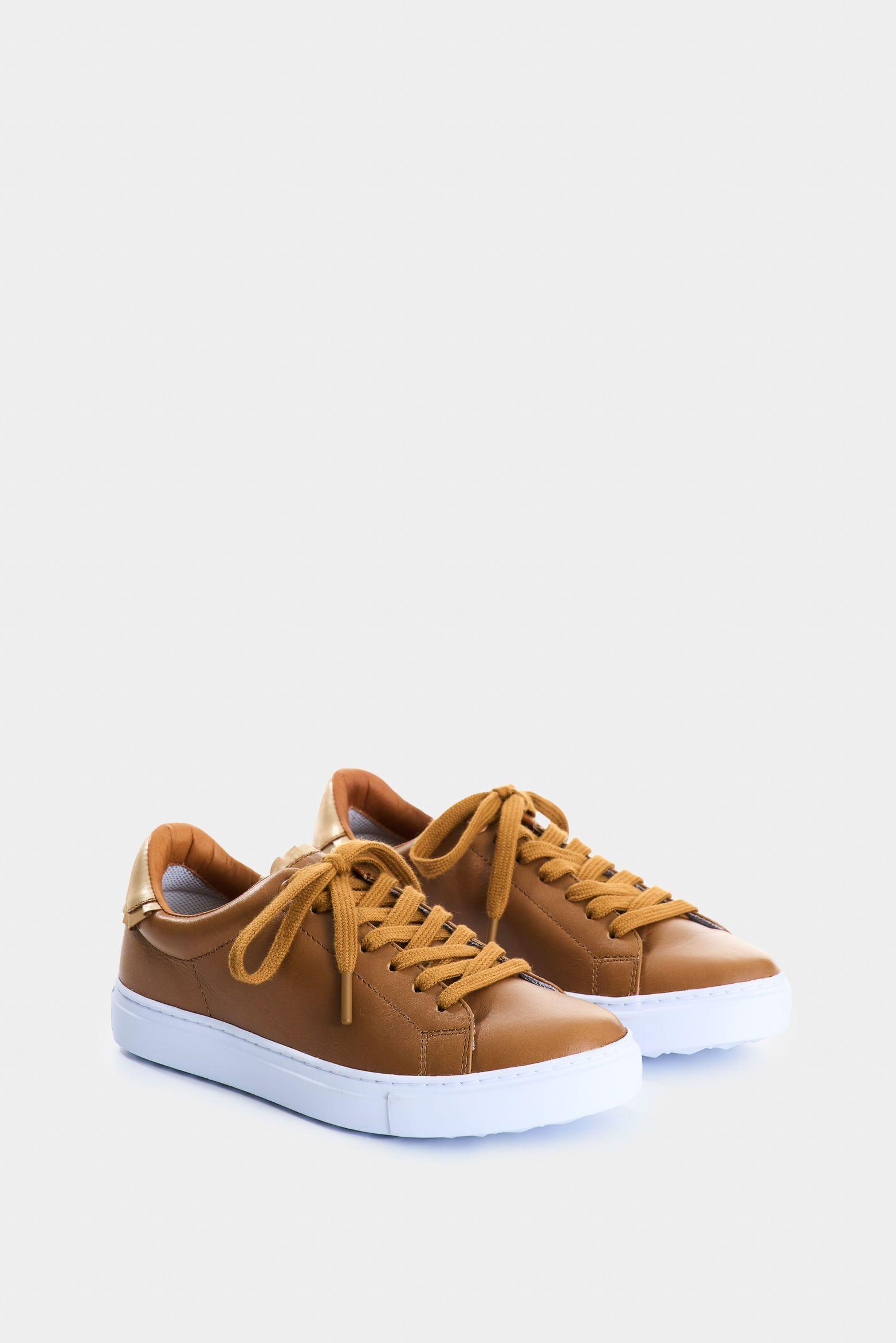 Vélez Tenis Casual De Cuero Combinados Miel-1