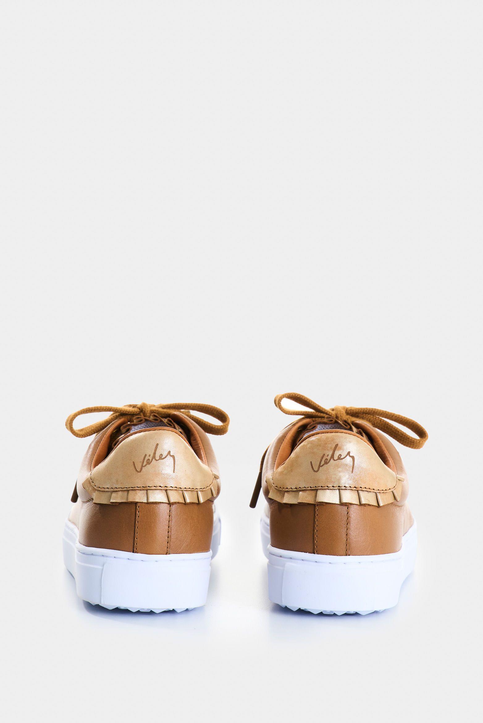 Vélez Tenis Casual De Cuero Combinados Miel-2