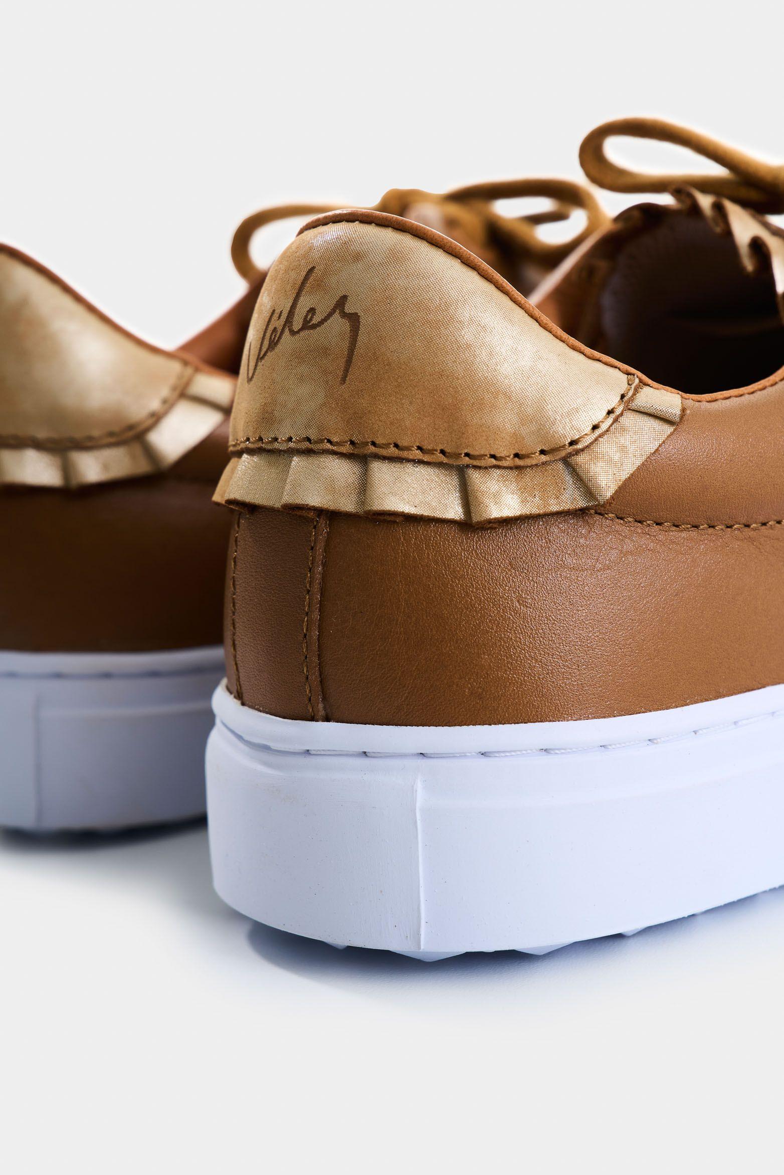 Vélez Tenis Casual De Cuero Combinados Miel-4