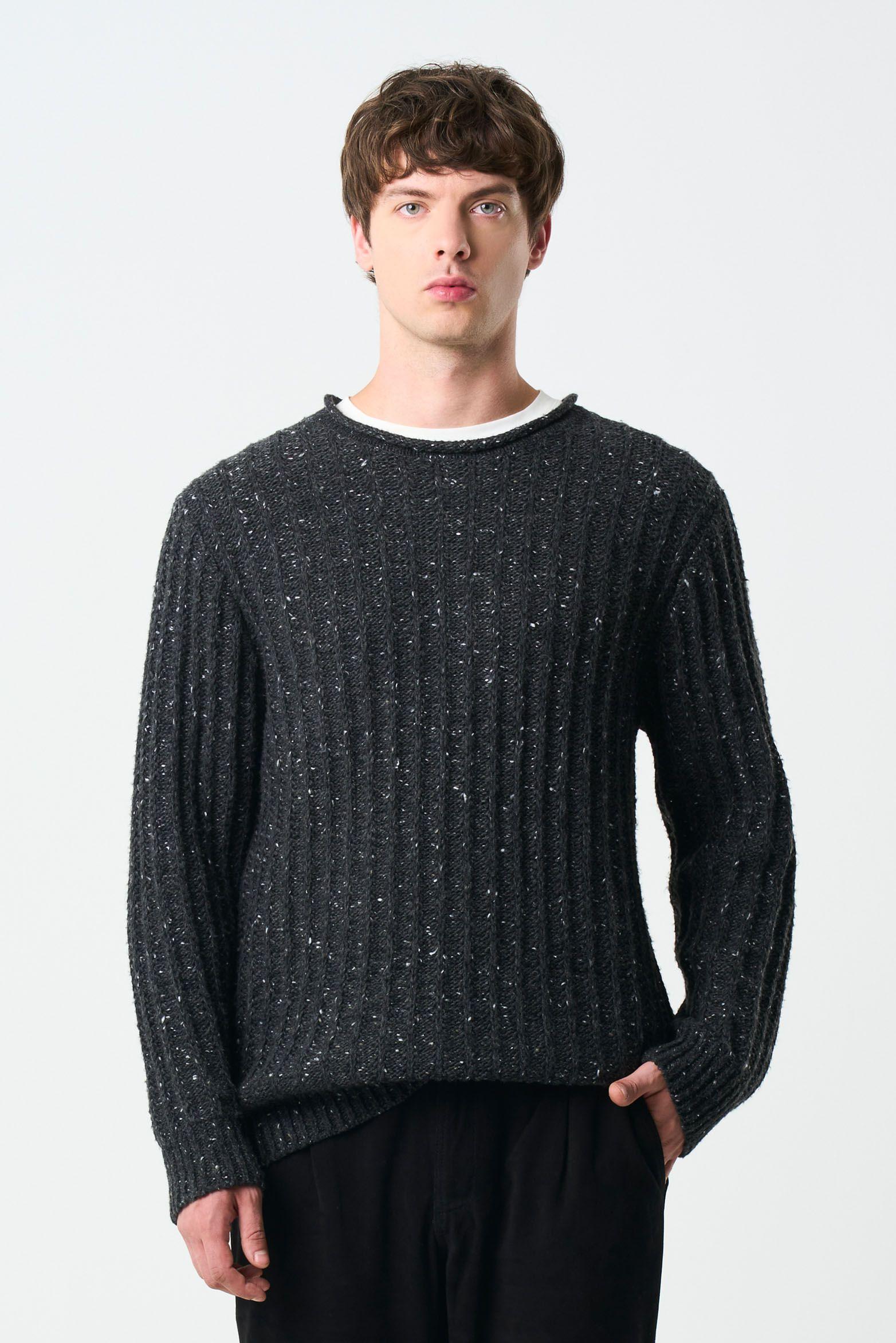 Vélez Sweater Selva Tejido Para Hombre Cuello Bandeja Negro-0