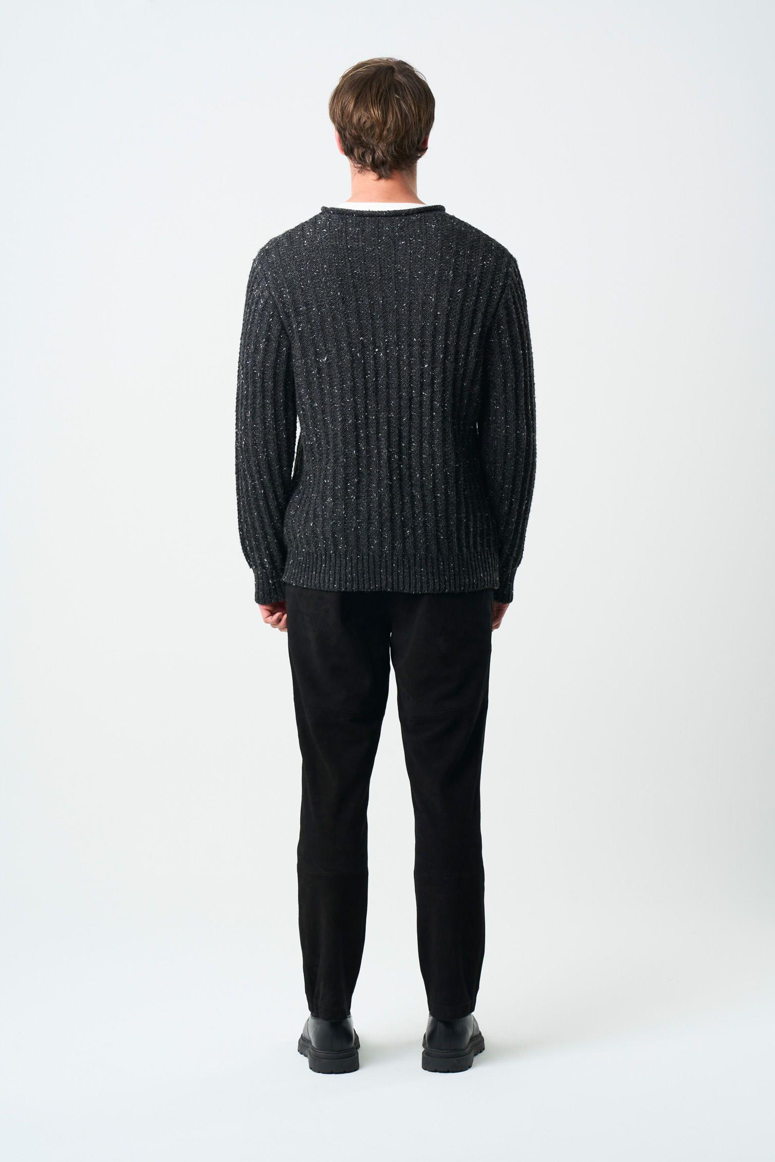 Vélez Sweater Selva Tejido Para Hombre Cuello Bandeja Negro-2