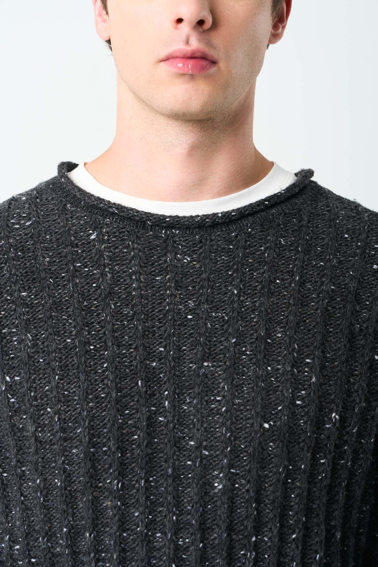 Vélez Sweater Selva Tejido Para Hombre Cuello Bandeja Negro-5