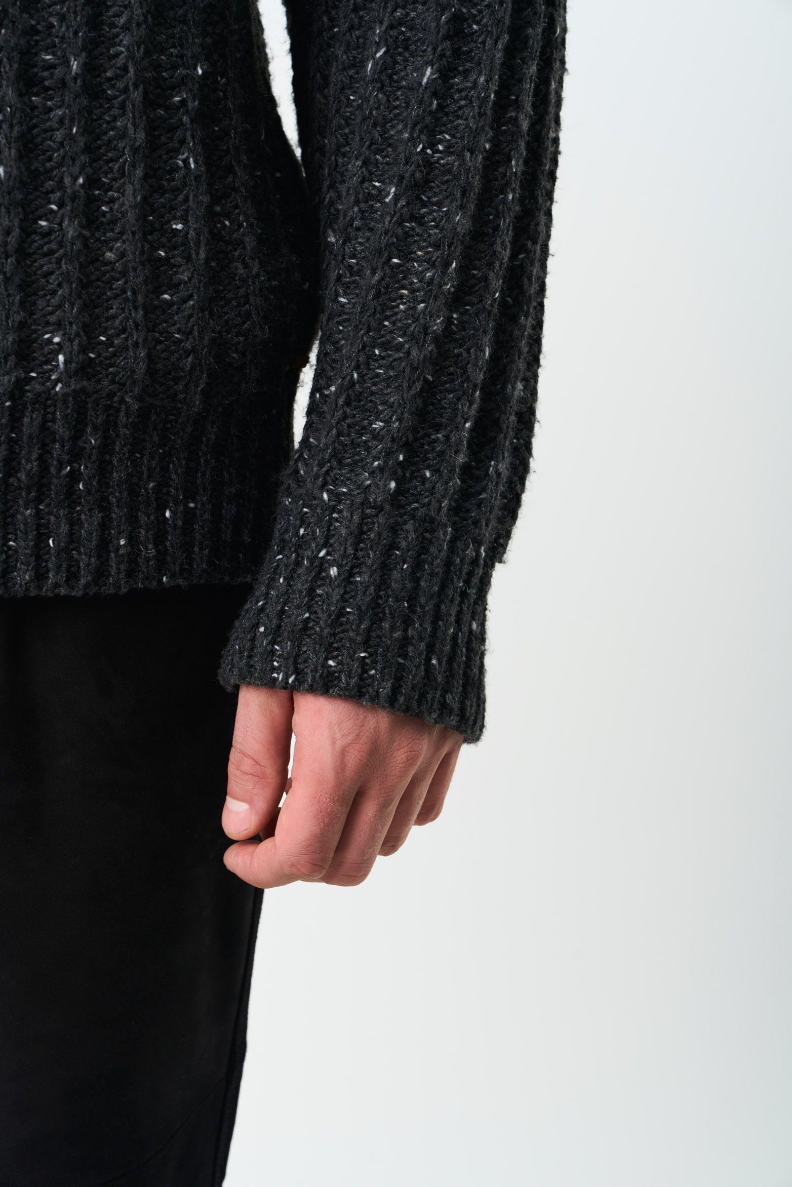 Vélez Sweater Selva Tejido Para Hombre Cuello Bandeja Negro-6