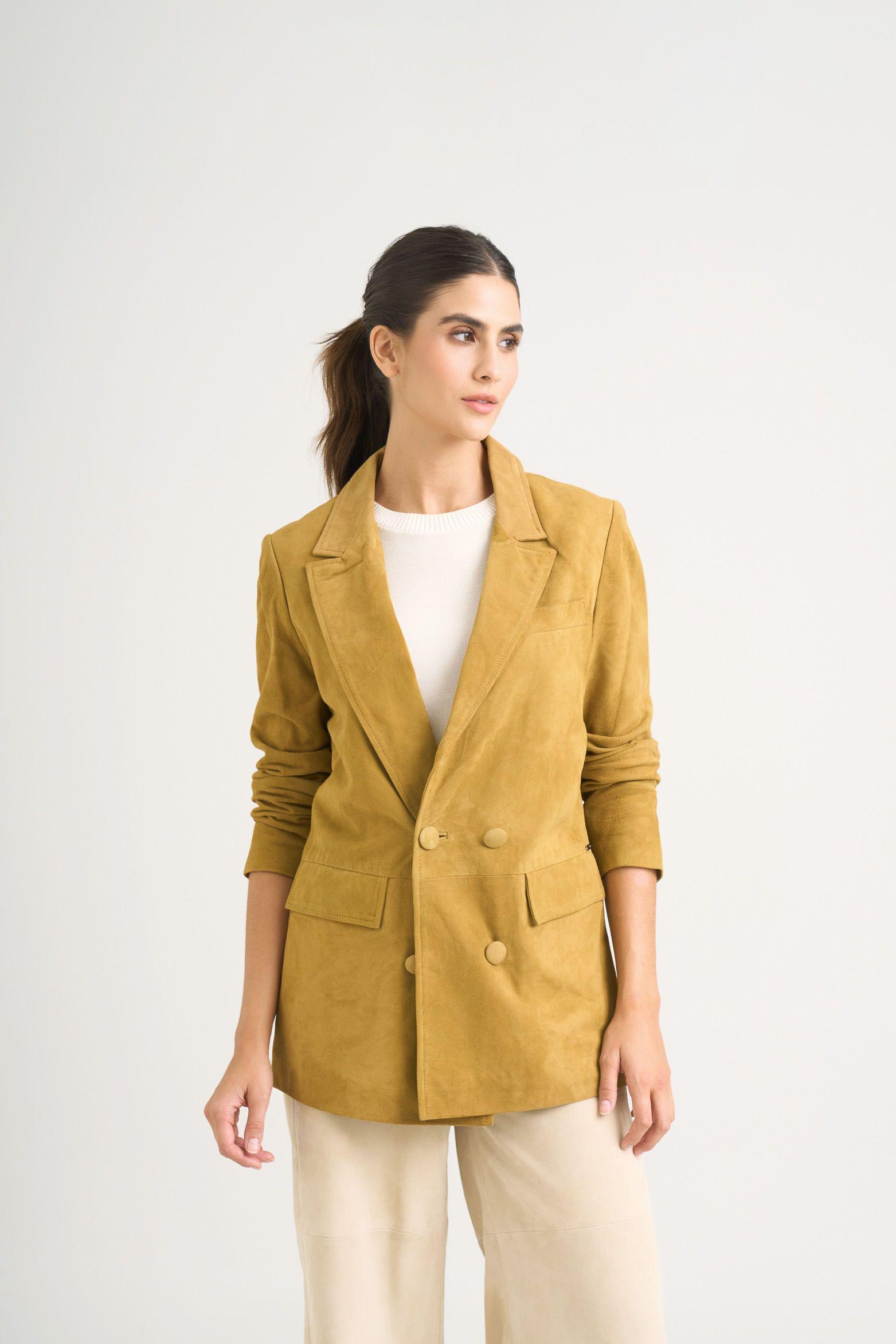 Vélez Blazer En Gamuza Ovina Para Mujer Zarzamora Verde-0