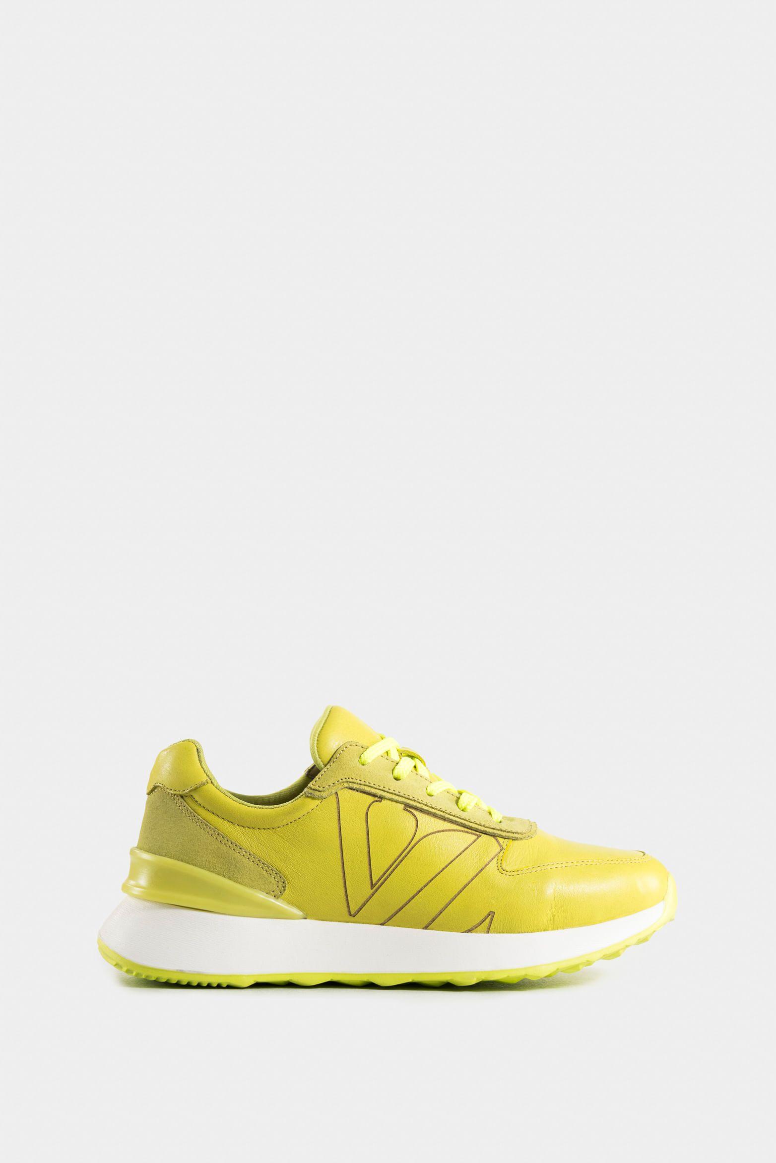Vélez Zapatillas Australis Cuero Y Carnaza Mujer Verde Limon-0