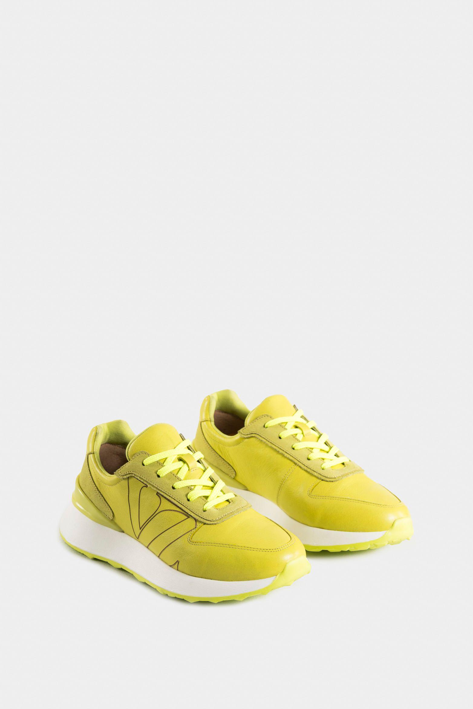 Vélez Zapatillas Australis Cuero Y Carnaza Mujer Verde Limon-1