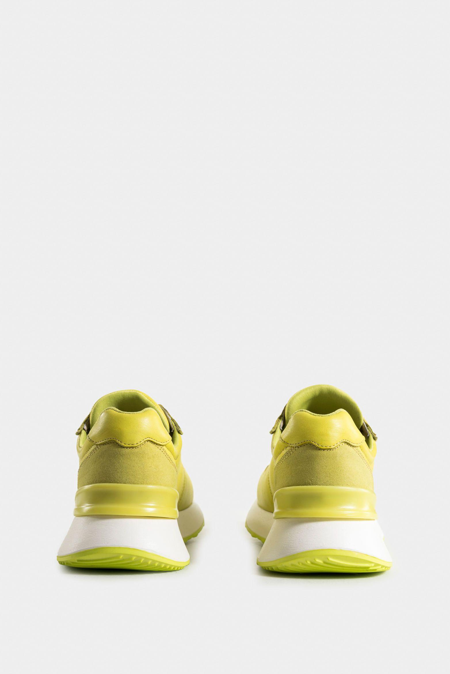 Vélez Zapatillas Australis Cuero Y Carnaza Mujer Verde Limon-2