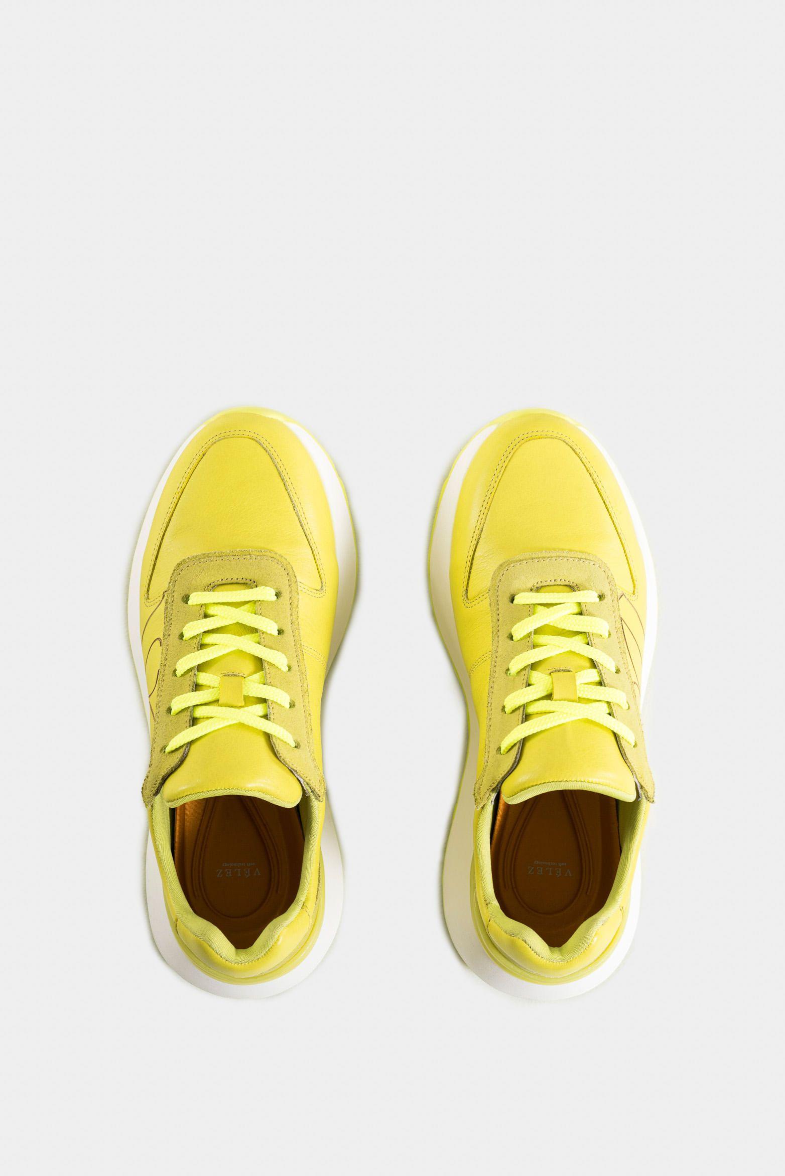 Vélez Zapatillas Australis Cuero Y Carnaza Mujer Verde Limon-3