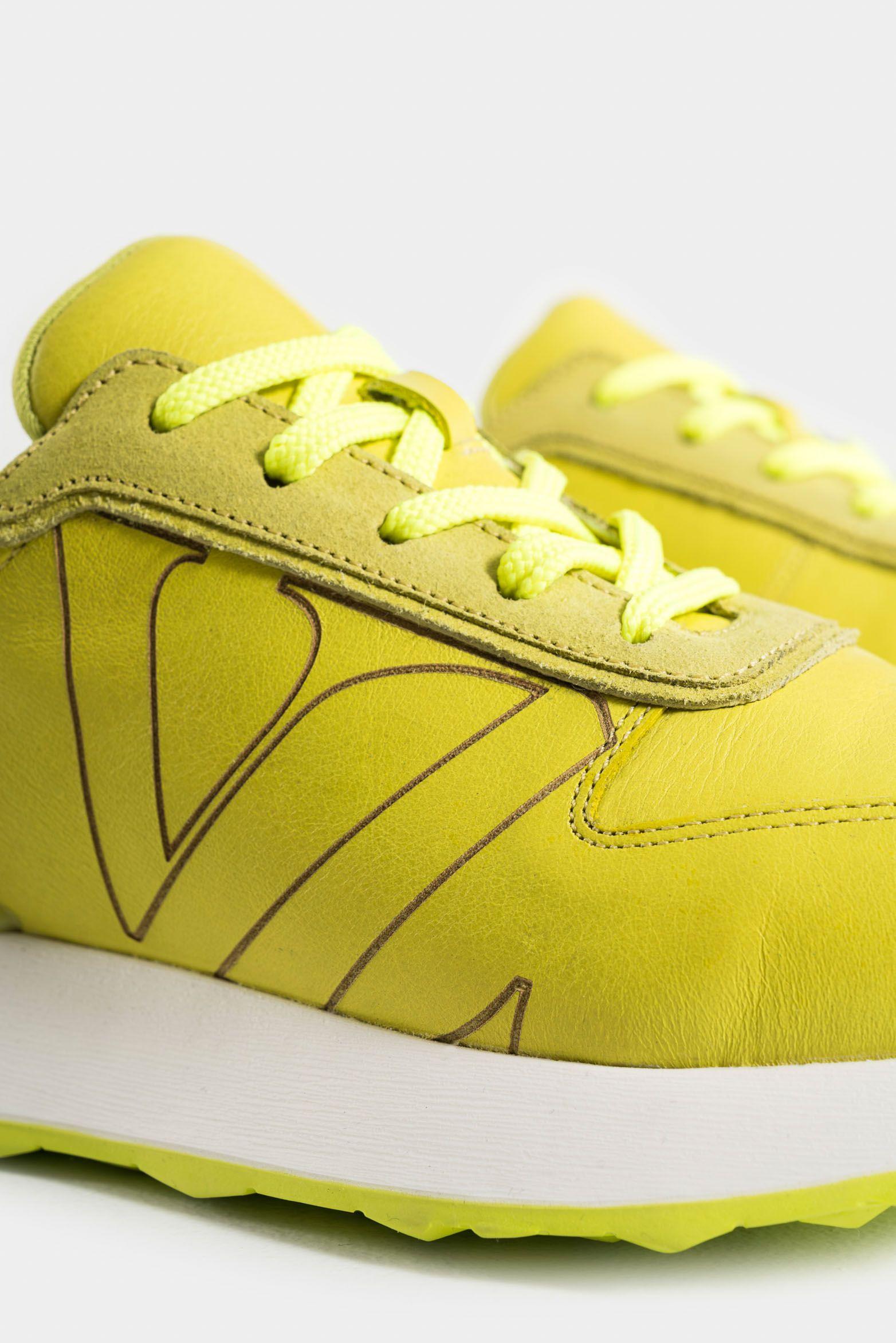 Vélez Zapatillas Australis Cuero Y Carnaza Mujer Verde Limon-4