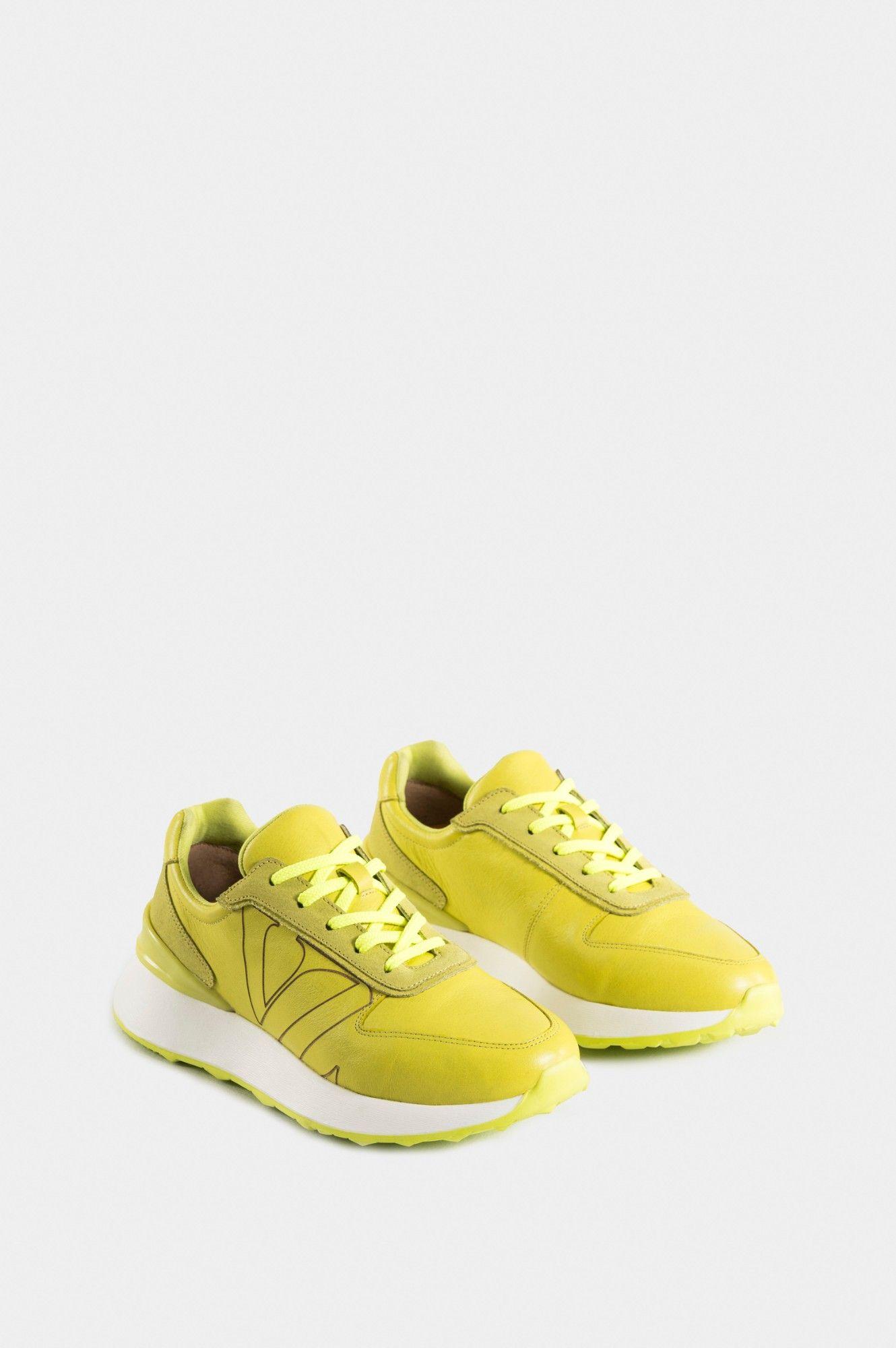 Vélez Zapatillas Australis Cuero Y Carnaza Mujer Verde Limon-1