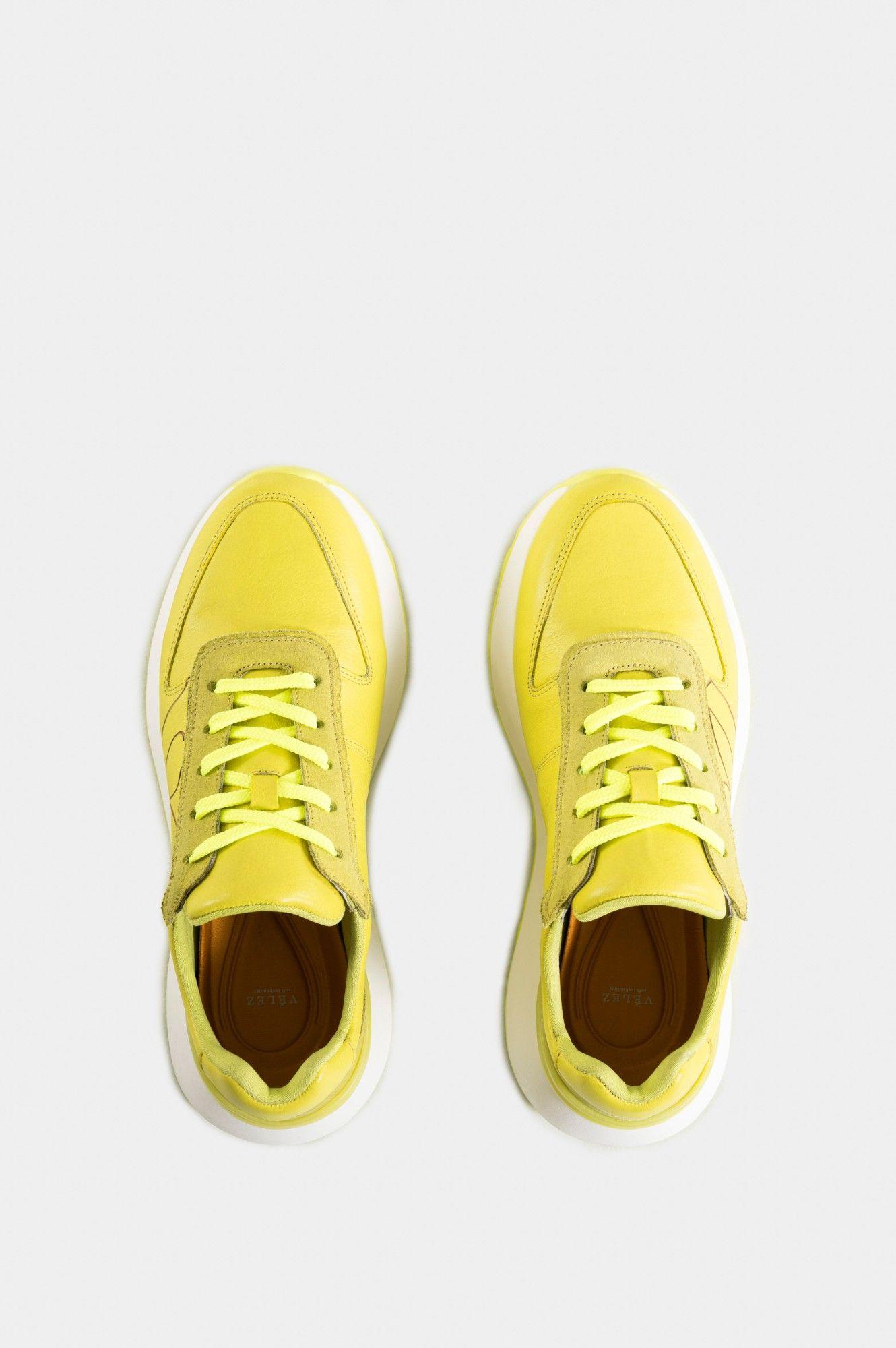 Vélez Zapatillas Australis Cuero Y Carnaza Mujer Verde Limon-3