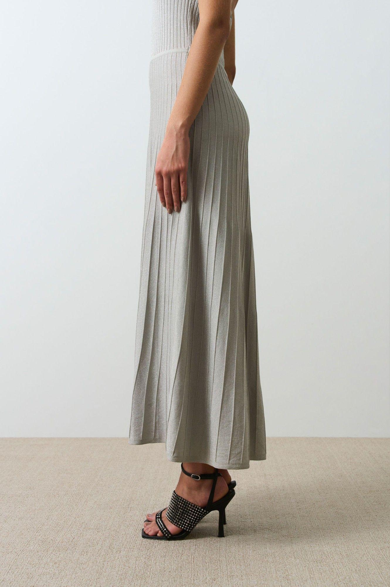 Vélez Vestido Tejido Cuello Halter Mujer Bruma Plata-3