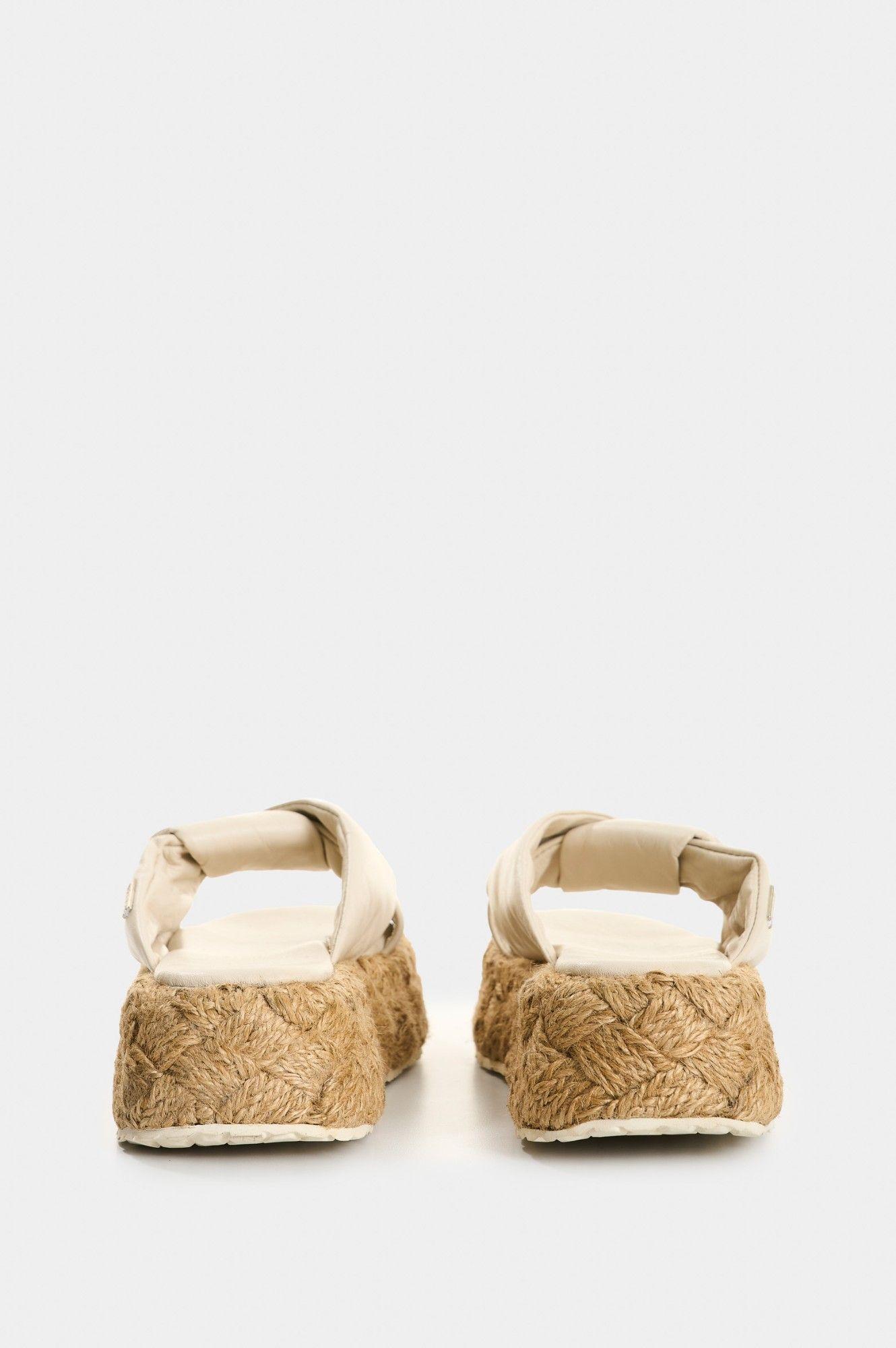 Vélez Sandalia Plataforma Cuero Y Yute Mujer Ivory Blanco-2