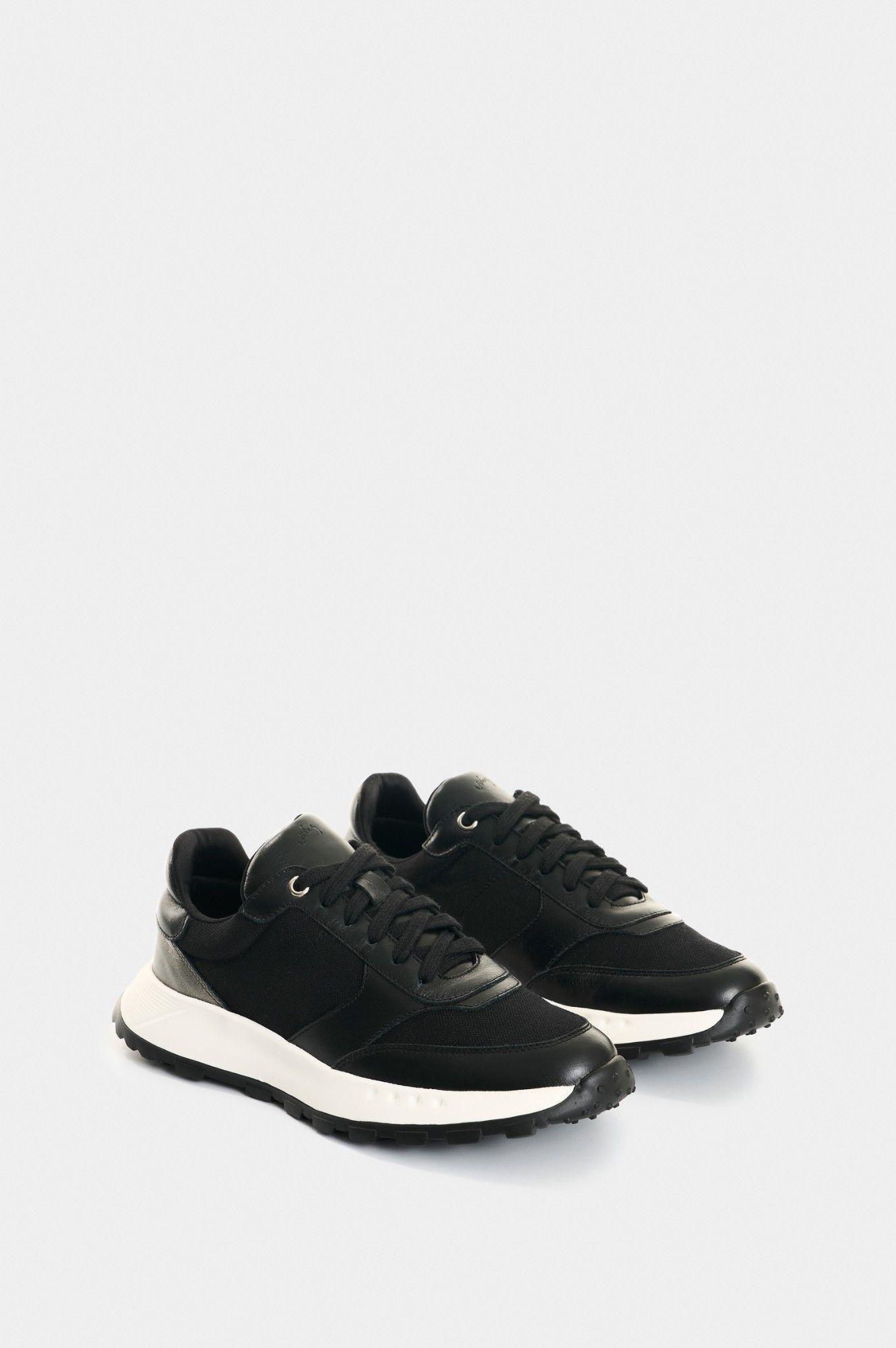 Vélez Zapatilla Tenis Cuero Y Folia Mujer Ocaso Negro-1