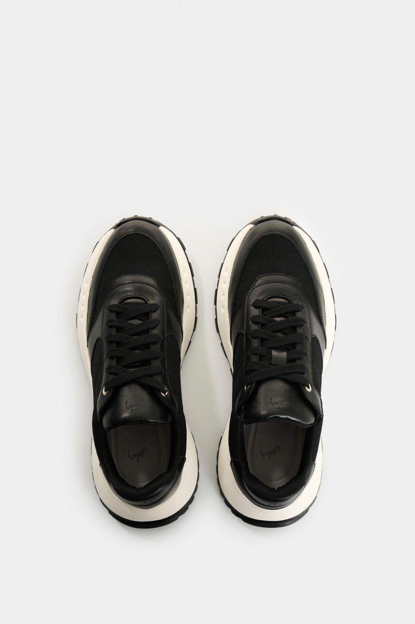Vélez Zapatilla Tenis Cuero Y Folia Mujer Ocaso Negro-3