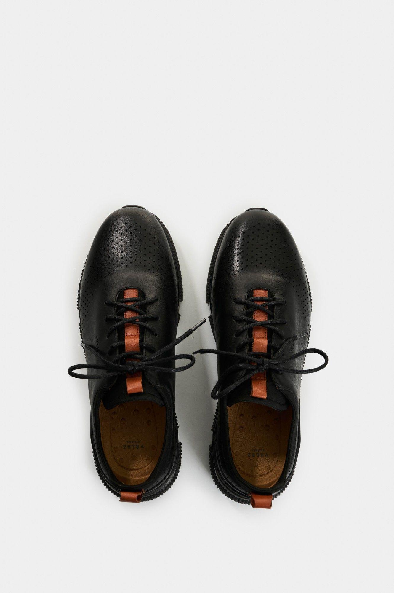Vélez Zapatos De Cordón Cuero Hombre Aria Negro-3