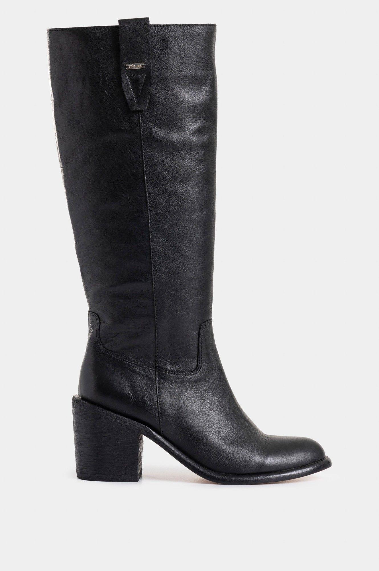 Vélez Botas Zolan De Cuero Para Mujer Caña Alta Negro-0