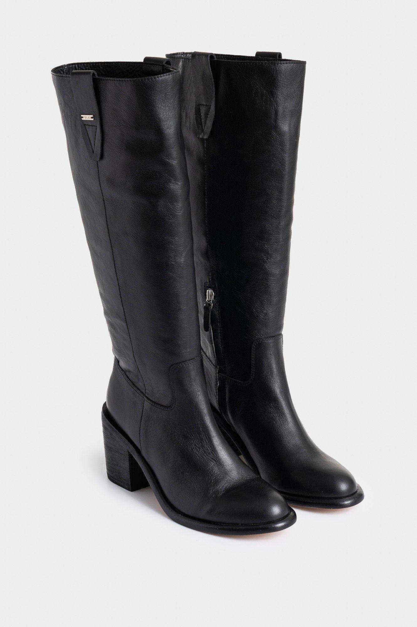 Vélez Botas Zolan De Cuero Para Mujer Caña Alta Negro-1