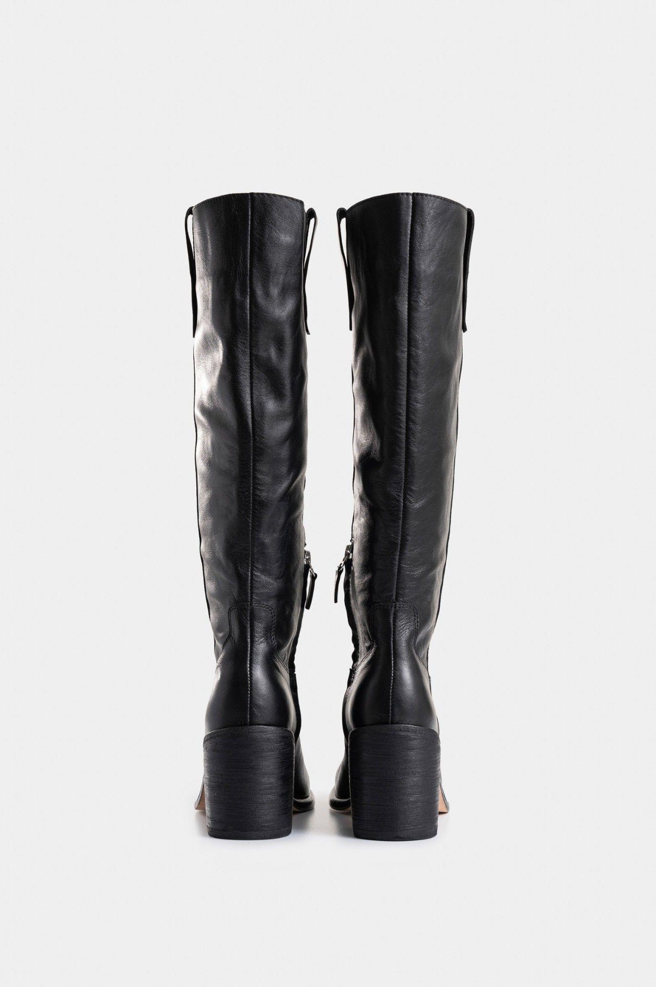 Vélez Botas Zolan De Cuero Para Mujer Caña Alta Negro-2