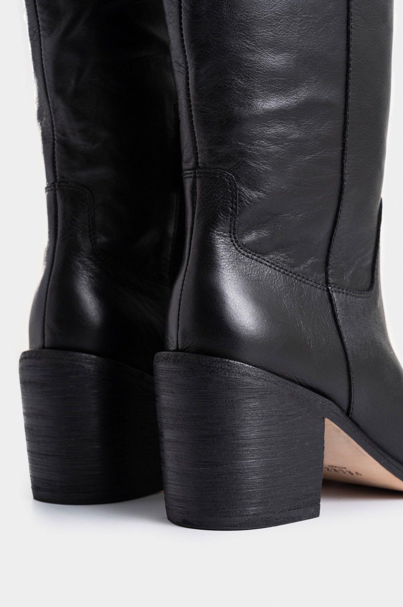 Vélez Botas Zolan De Cuero Para Mujer Caña Alta Negro-4