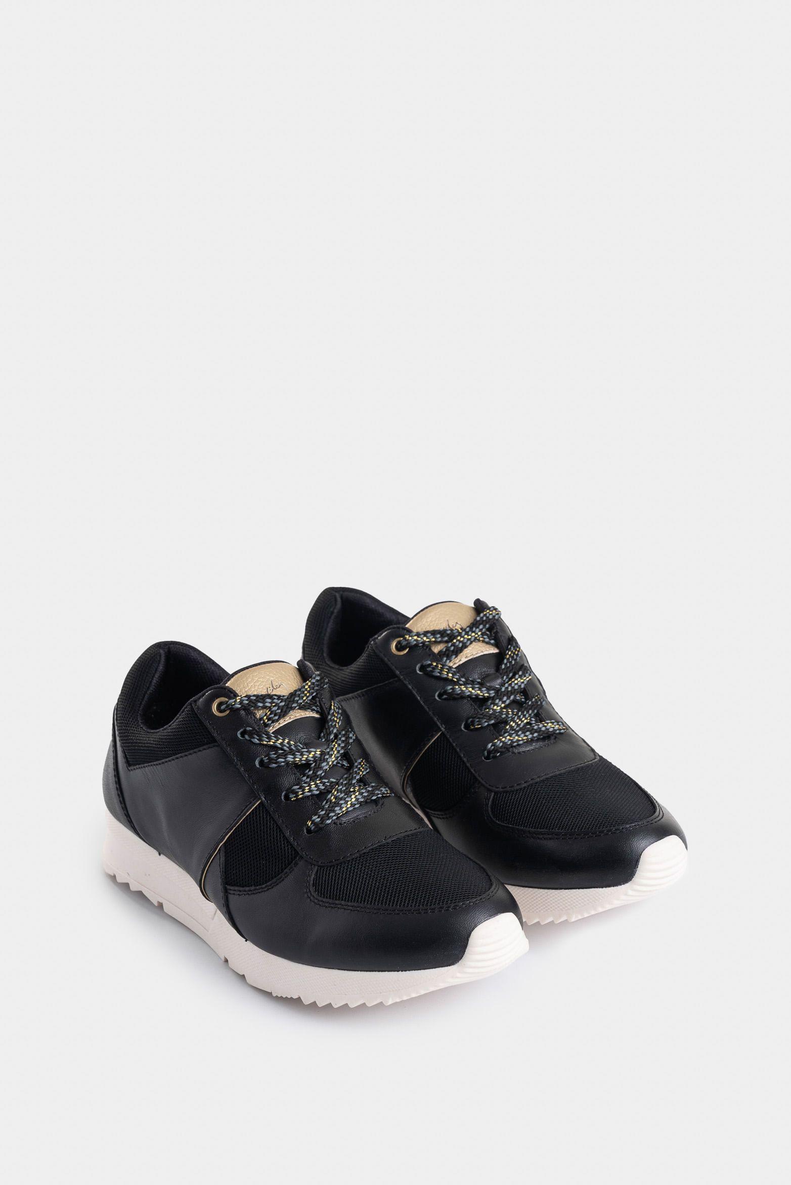 Vélez Zapatillas Deportivas Tropical De Cuero Mujer Negro-1