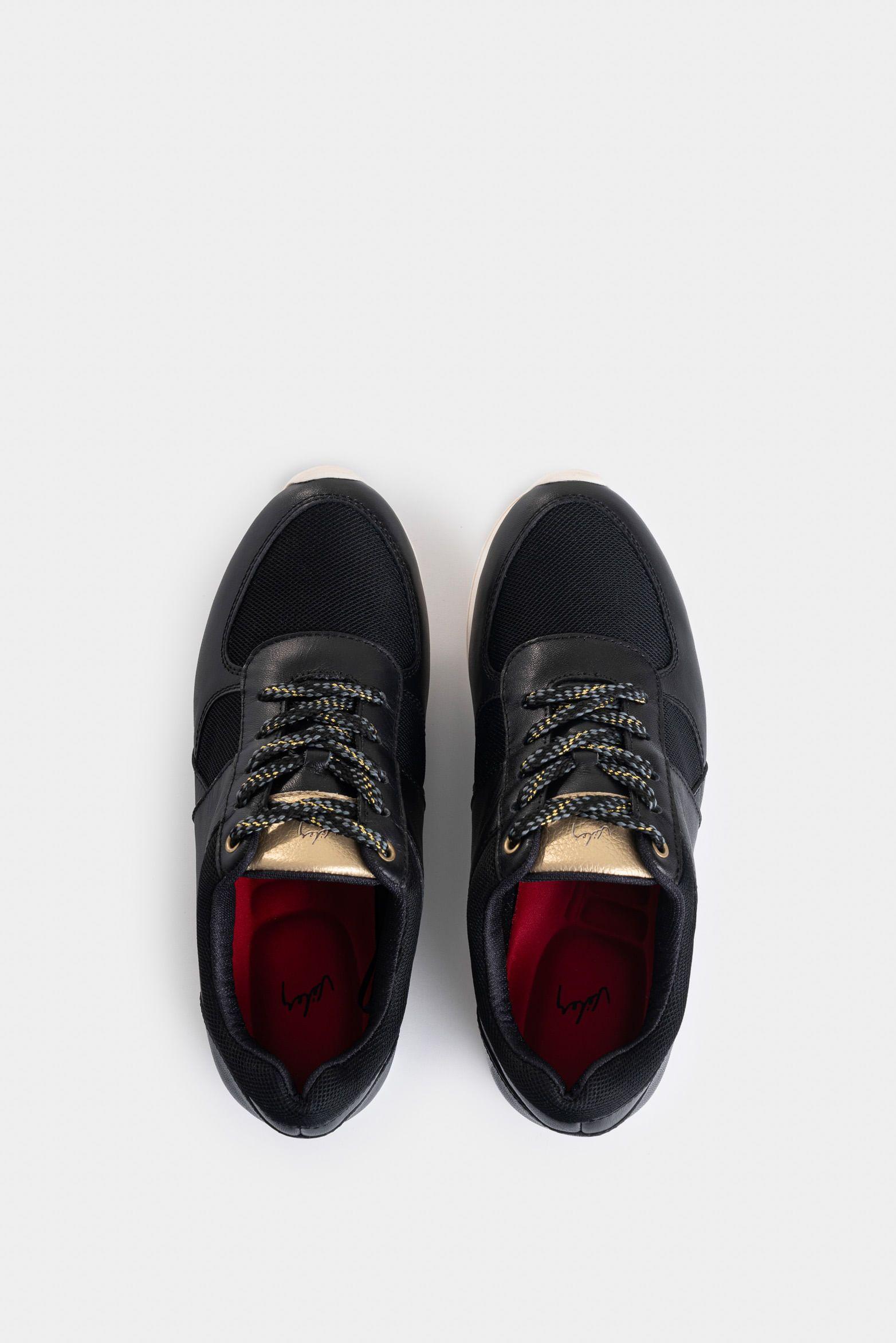 Vélez Zapatillas Deportivas Tropical De Cuero Mujer Negro-3
