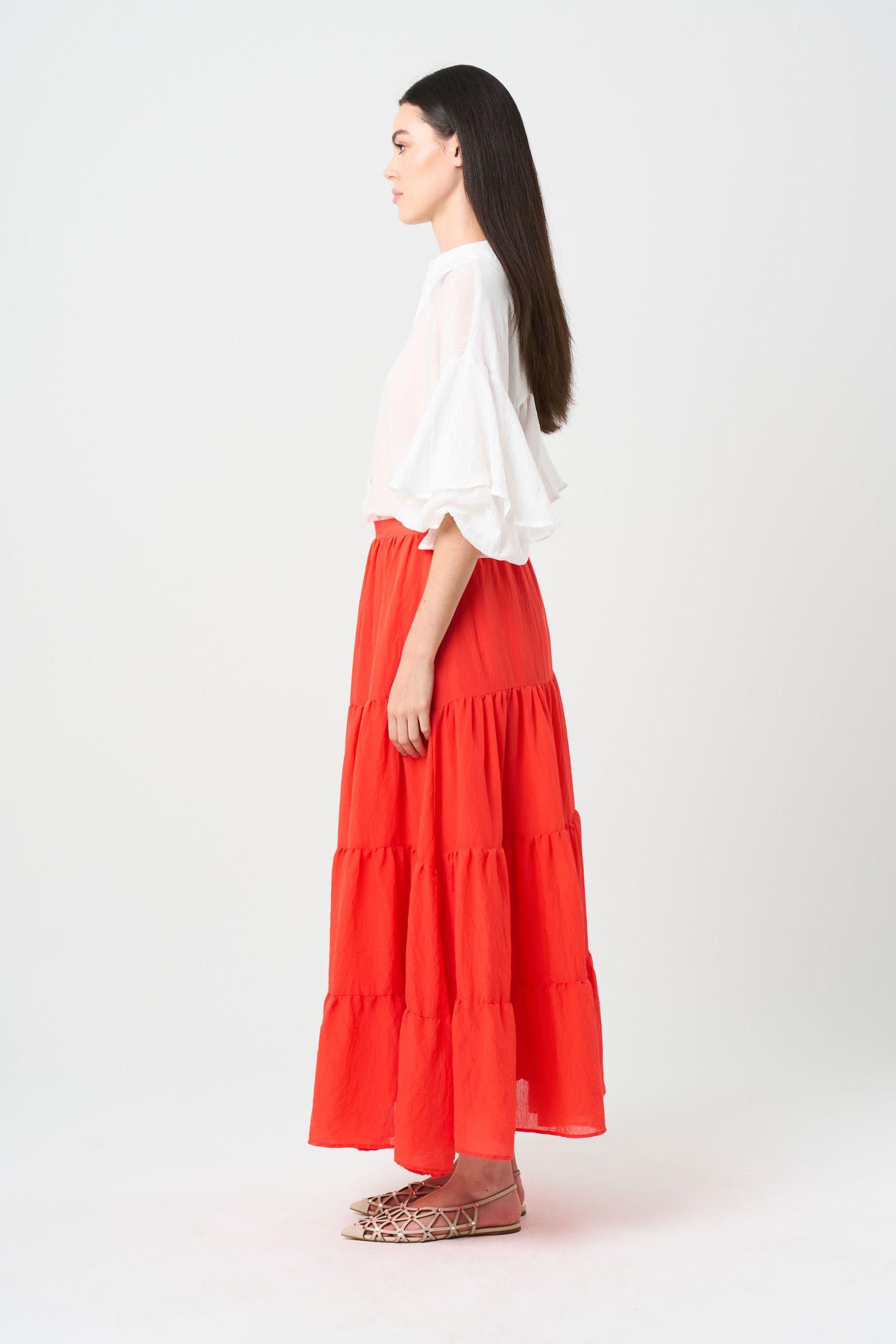 Vélez Falda Maxi En Tejido Plano  Mujer Hazel Rojo-1