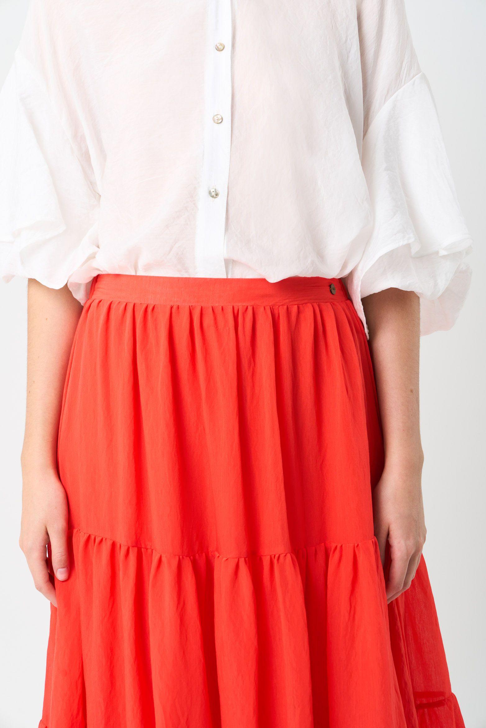 Vélez Falda Maxi En Tejido Plano  Mujer Hazel Rojo-5