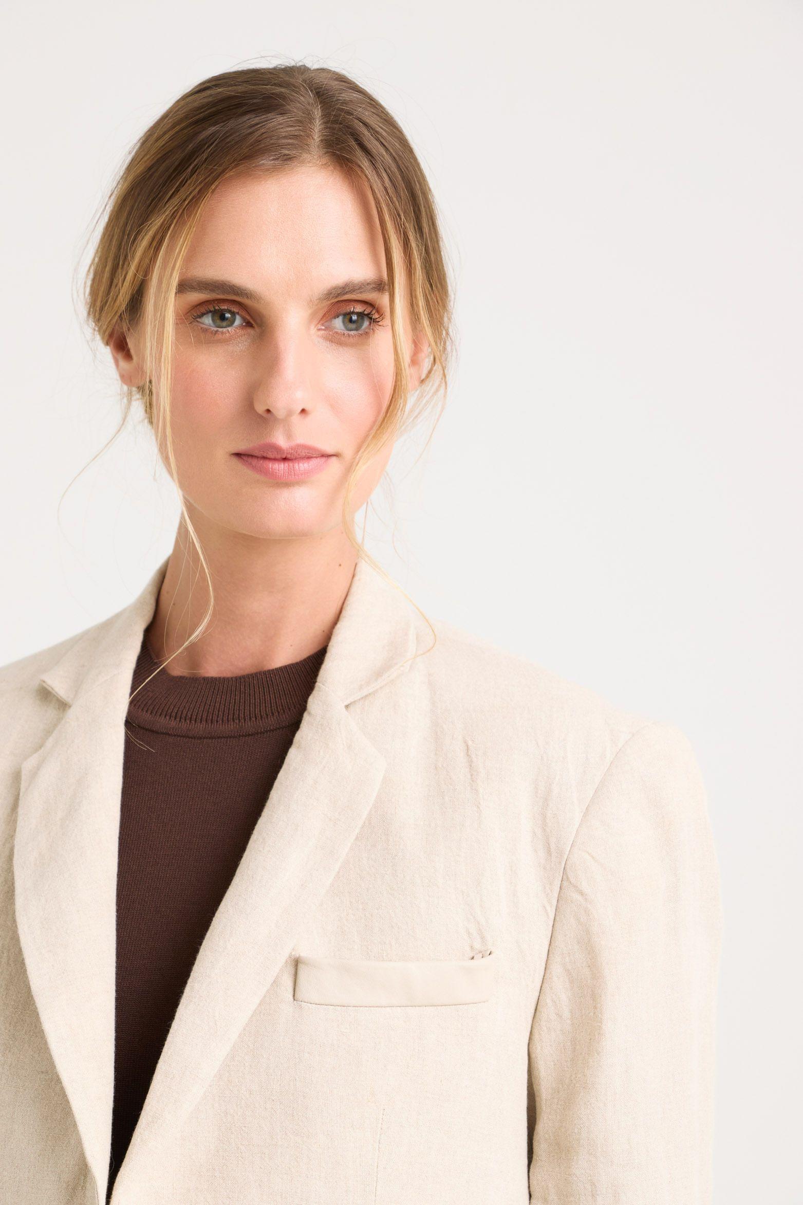 Vélez Blazer Aurora En Lino Para Mujer Fit Holgado Arena-2